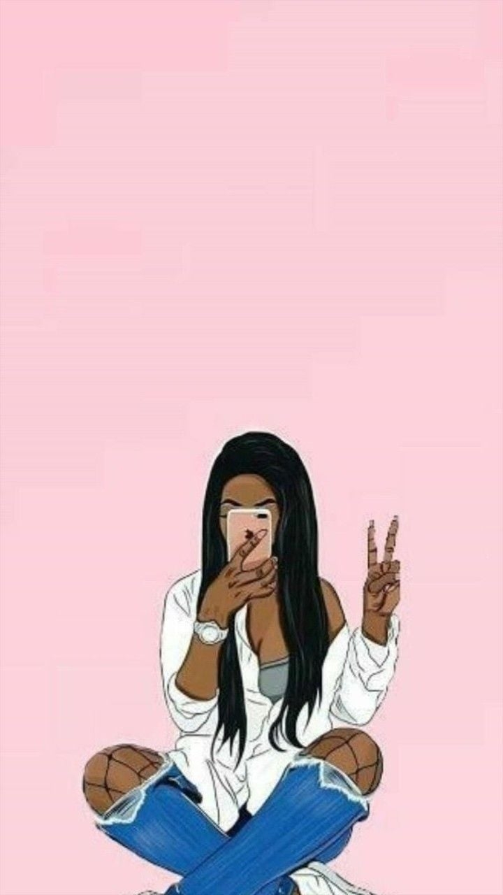 720x1280 Follow me for more wallpaper and background. Black girl magic art, Black girl cartoon, Drawings of black girls, Phone