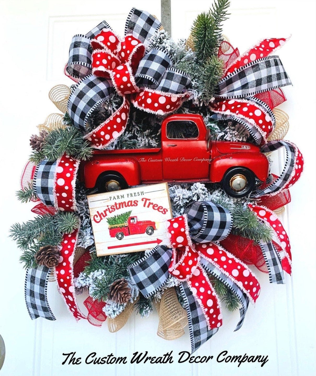 1210x1440 Red Truck Wreath, Vintage Truck Wreath, Red Truck Christmas Wreath, Christmas Tree Wreath, Buffalo Plaid Christmas Wreath, Phone