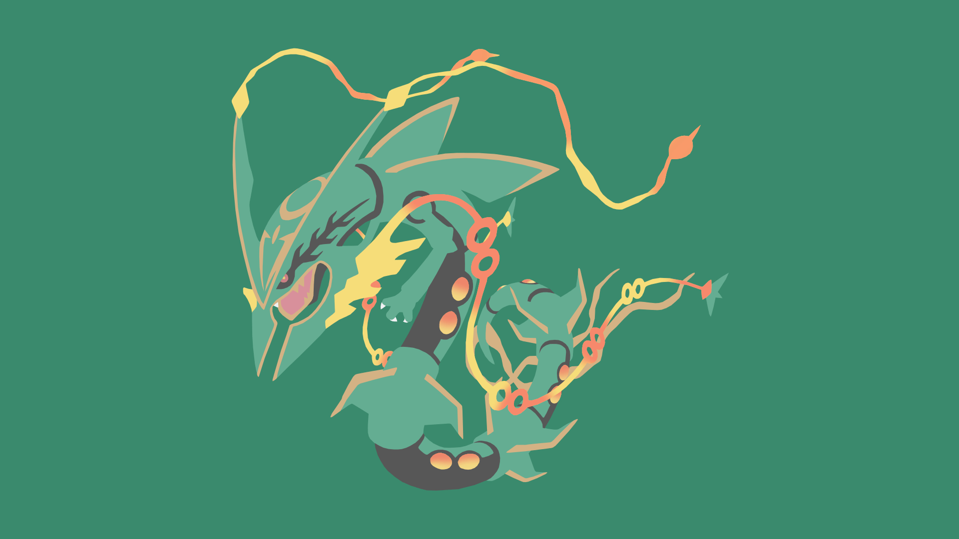 1920x1080 Minimalistic Wallpaper: Mega Rayquaza (.1), Desktop