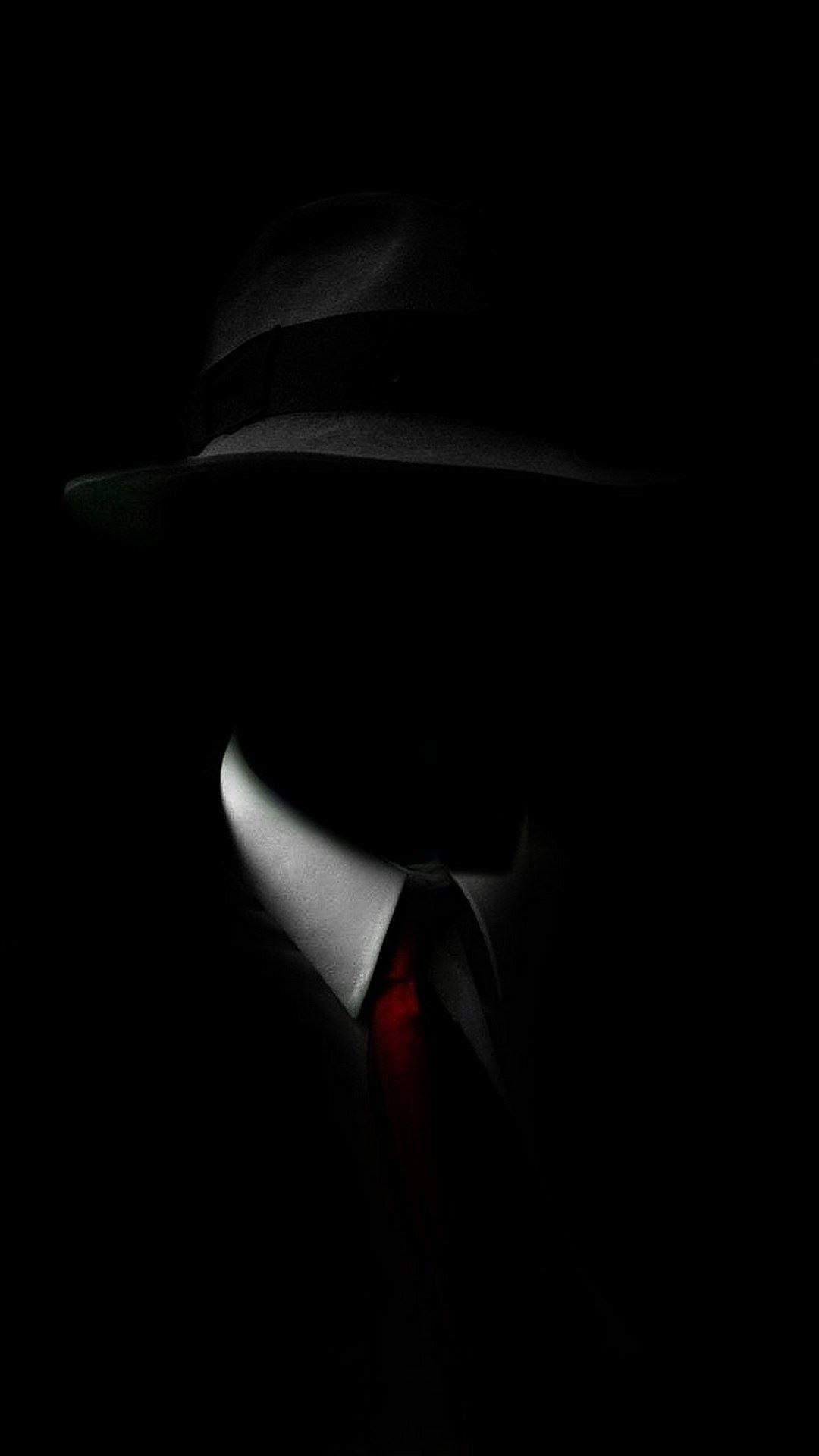 1080x1920 Shadow Man Black Suit Hat Red Tie #iPhone #wallpaper. iPhone 6 8, Phone