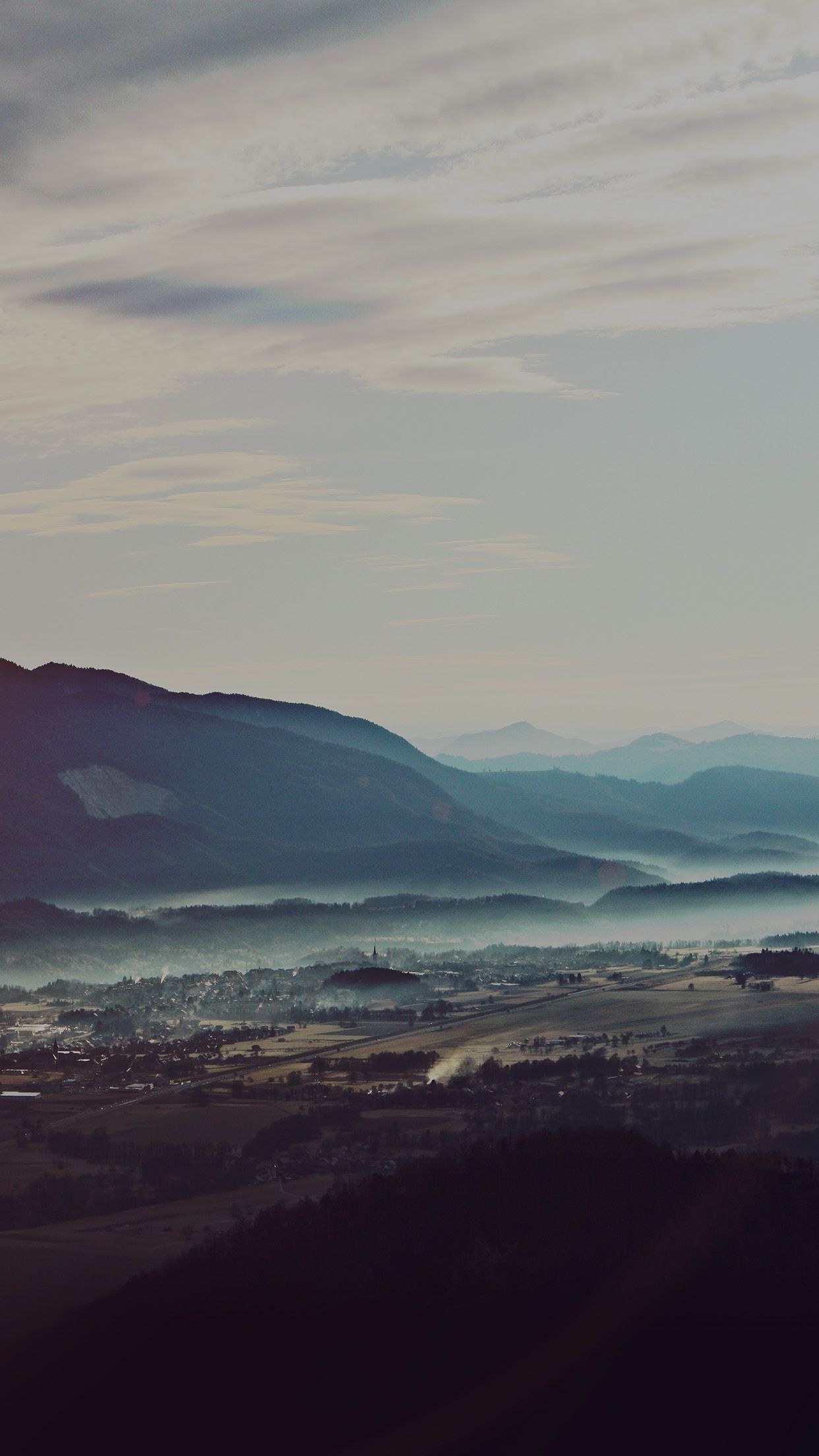 1250x2210 Landscape Mountain Summer Blue Nature Dark, Phone