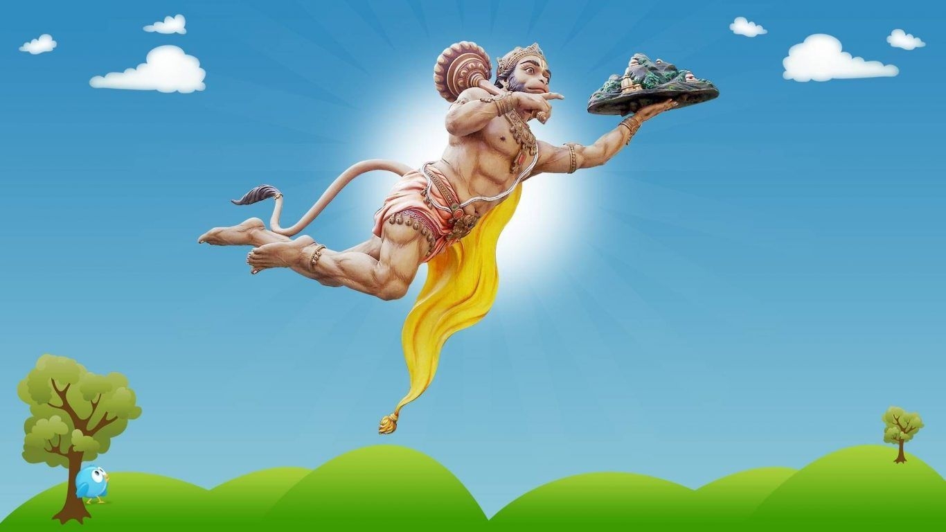 1370x770 Hanuman Wallpaper 3D. Hindu Gods and Goddesses, Desktop