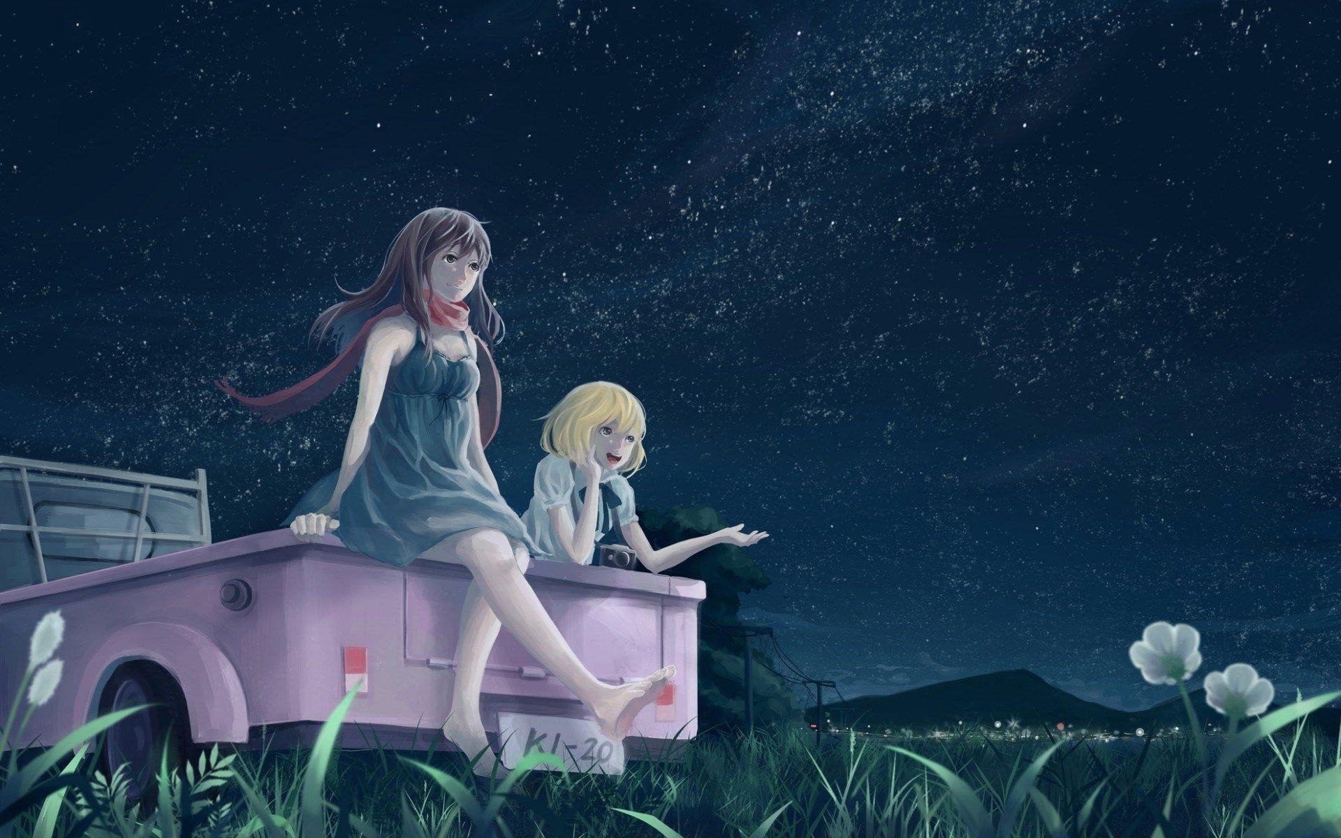 1920x1200 Anime Girl Night Wallpaper, Desktop