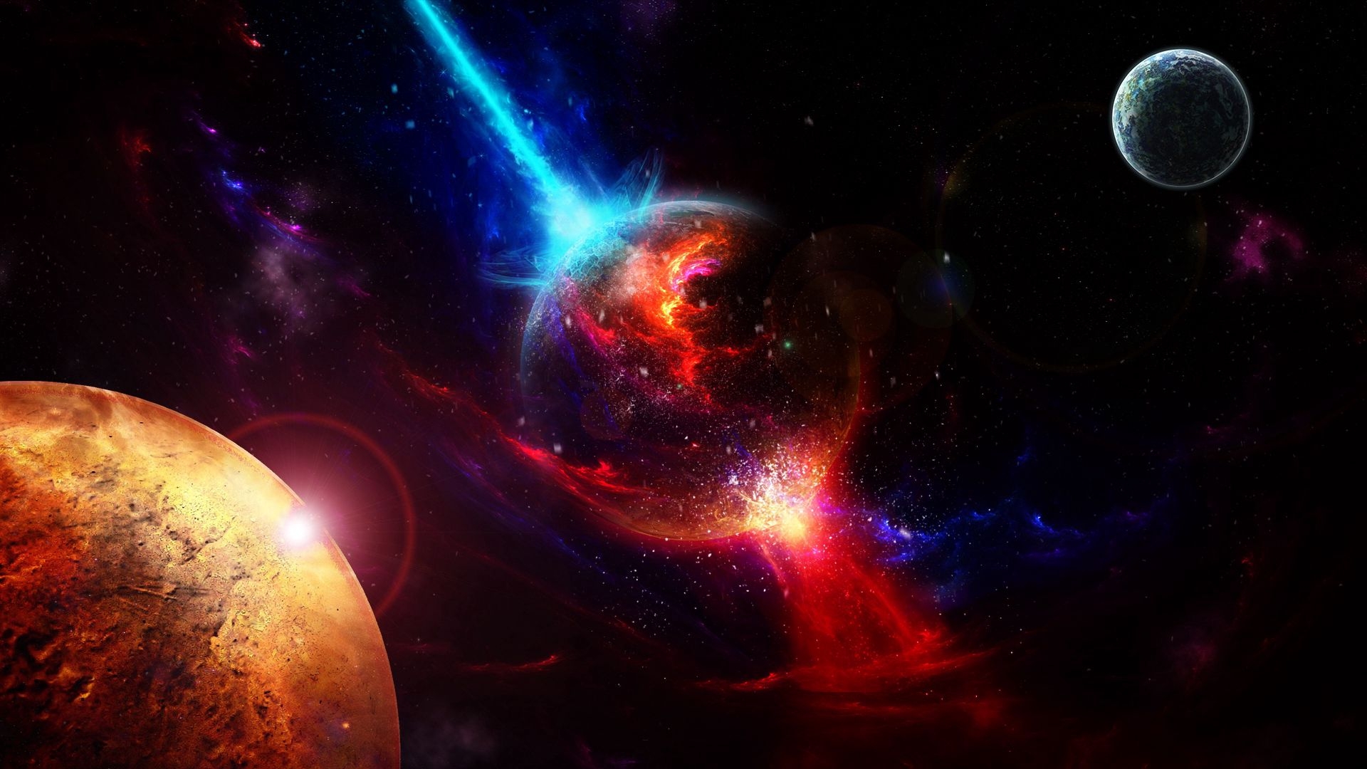 1920x1080 Download wallpaper  space, planets, takeoff, explosion HD background, Desktop