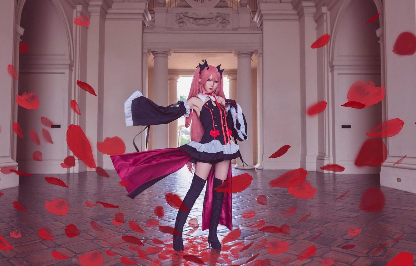 1340x850 Wallpaper petals, vampire, cosplay, Krul Tepes, Owari no Seraph image for desktop, section стиль, Desktop