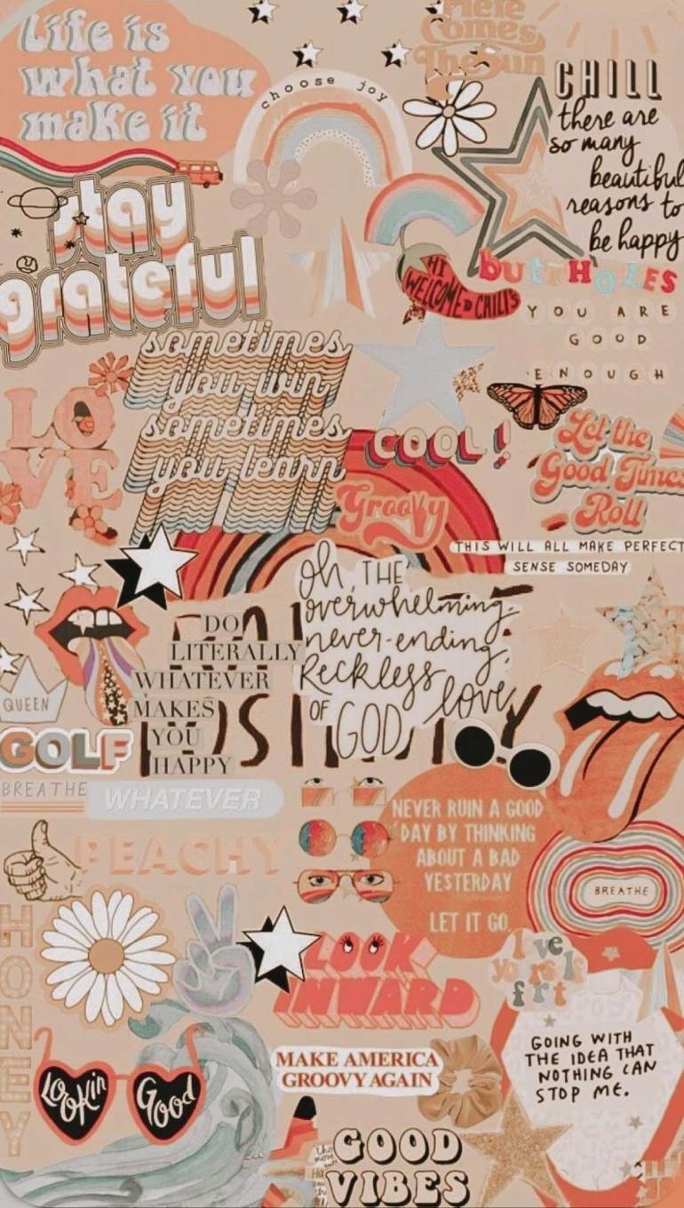 770x1360 Collage Wallpaper Ideas, Beige & Peach Wallpaper, Phone