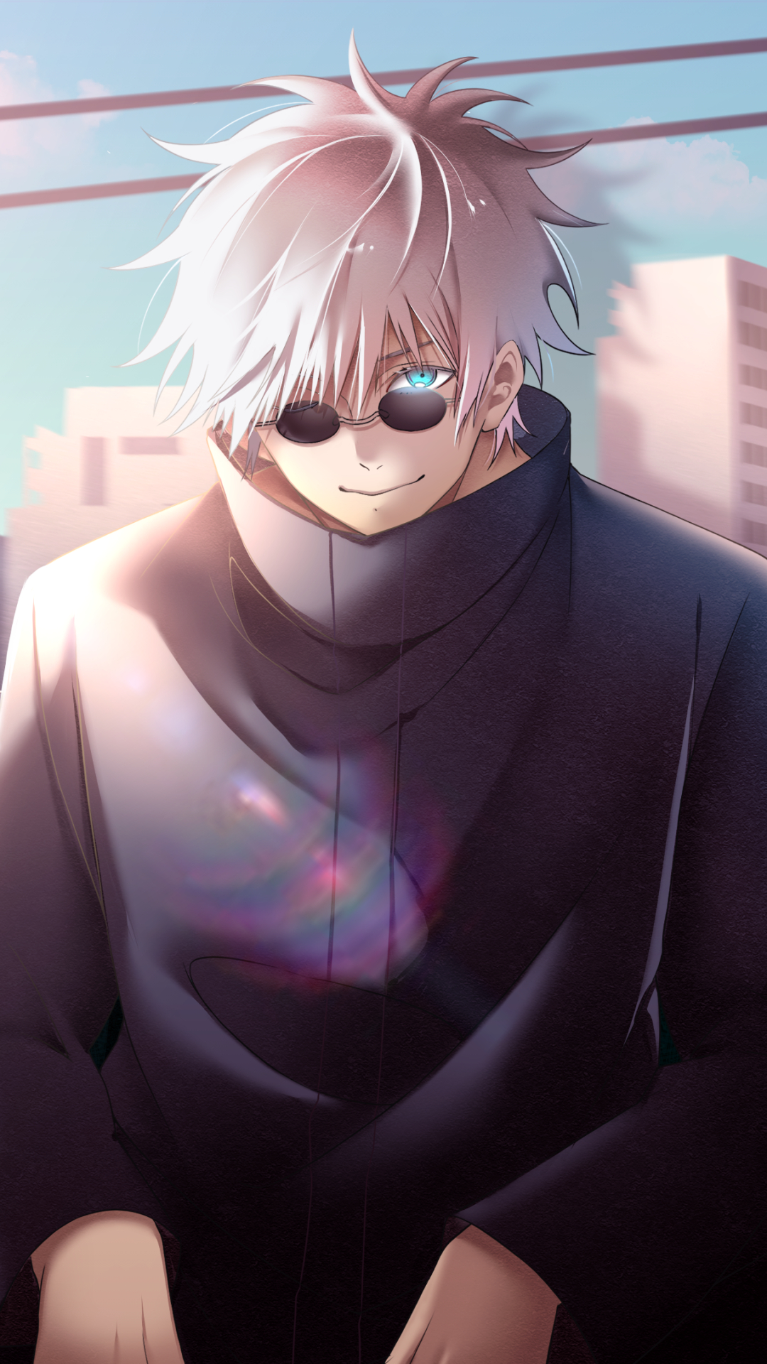 1080x1920 Wallpaper / Anime Jujutsu Kaisen Phone Wallpaper, White Hair, School Uniform, Satoru Gojo, Blue Eyes, Glasses,  free download, Phone