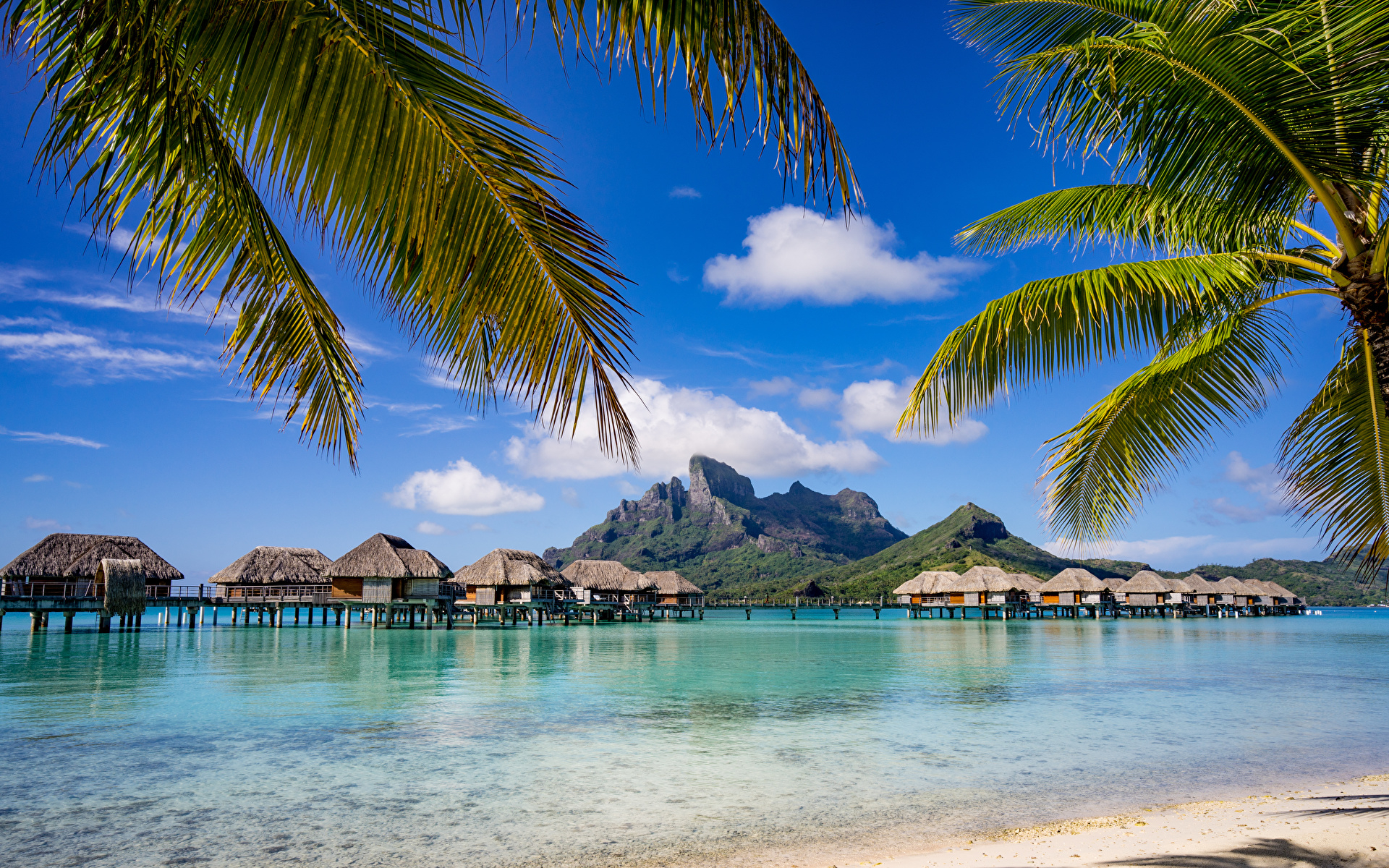 1920x1200 Wallpaper Bora Bora French Polynesia Bungalow Sea Nature, Desktop