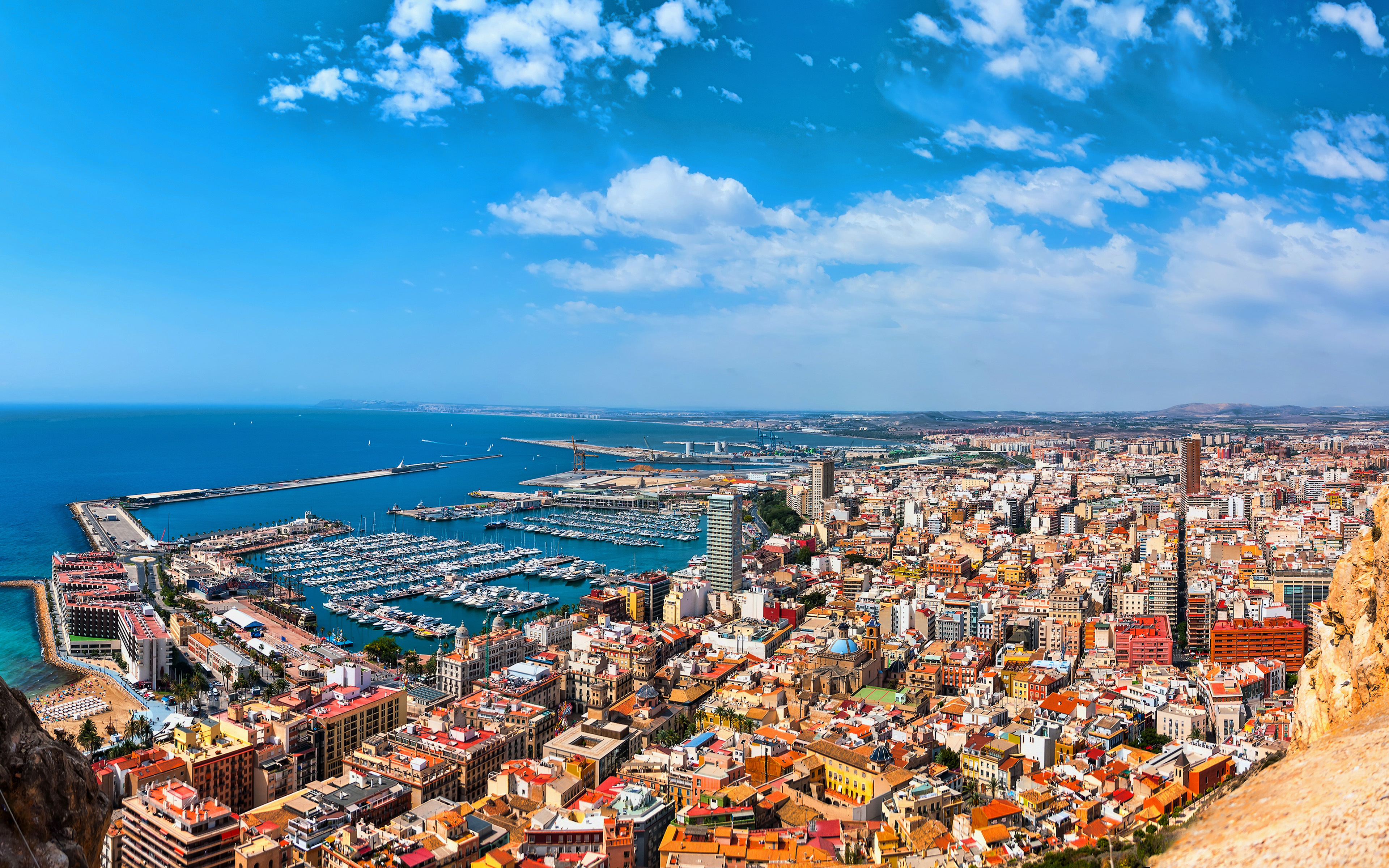 3840x2400 Download wallpaper Alicante, 4k, summer, cityscapes, spanish cities, Spain, Alicante skyline, Cities of Spain for desktop with resolution. High Quality HD picture wallpaper, Desktop