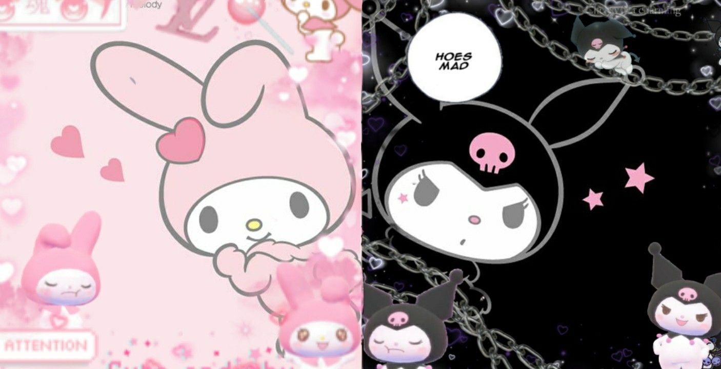 1410x720 Kuromi and Melody PC Wallpaper. Hello kitty iphone wallpaper, My melody wallpaper, Cute laptop wallpaper, Desktop