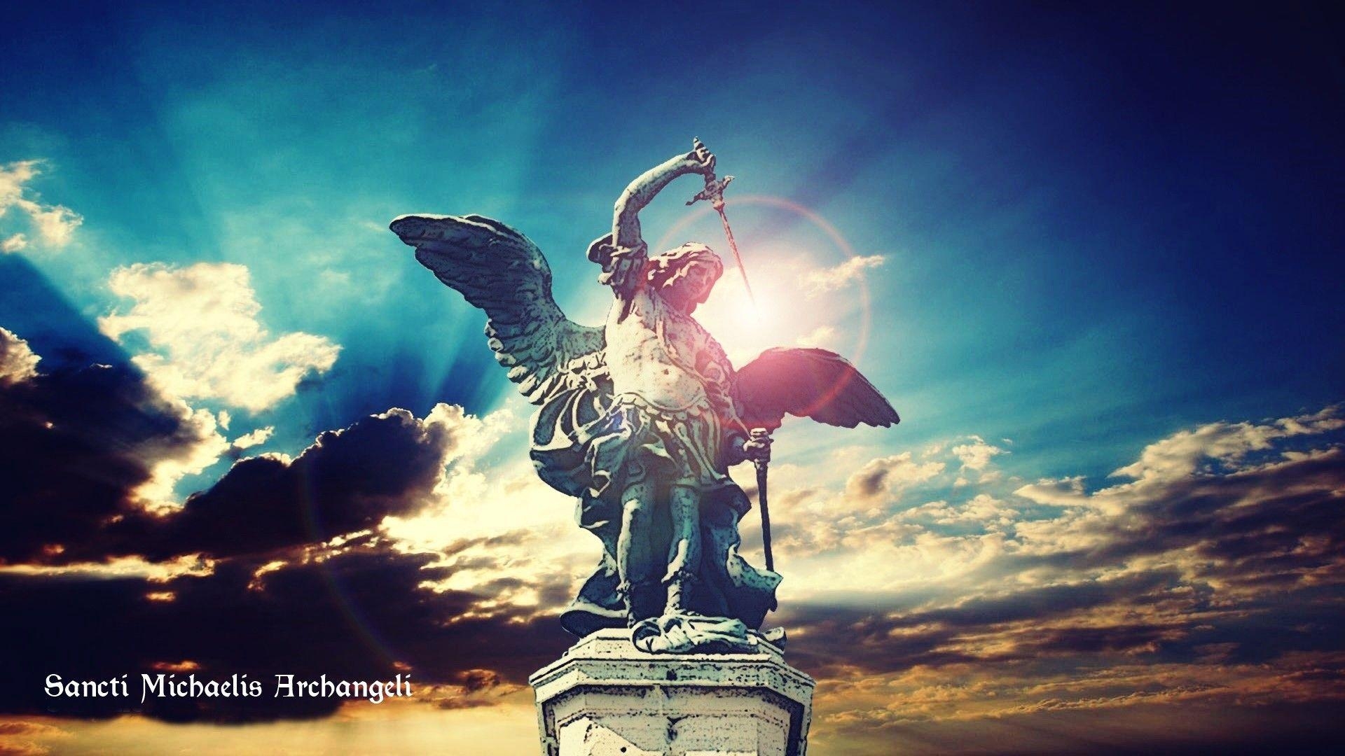 1920x1080 st michael archangel, Sky, Lights, Sword, Angel Wallpaper HD, Desktop