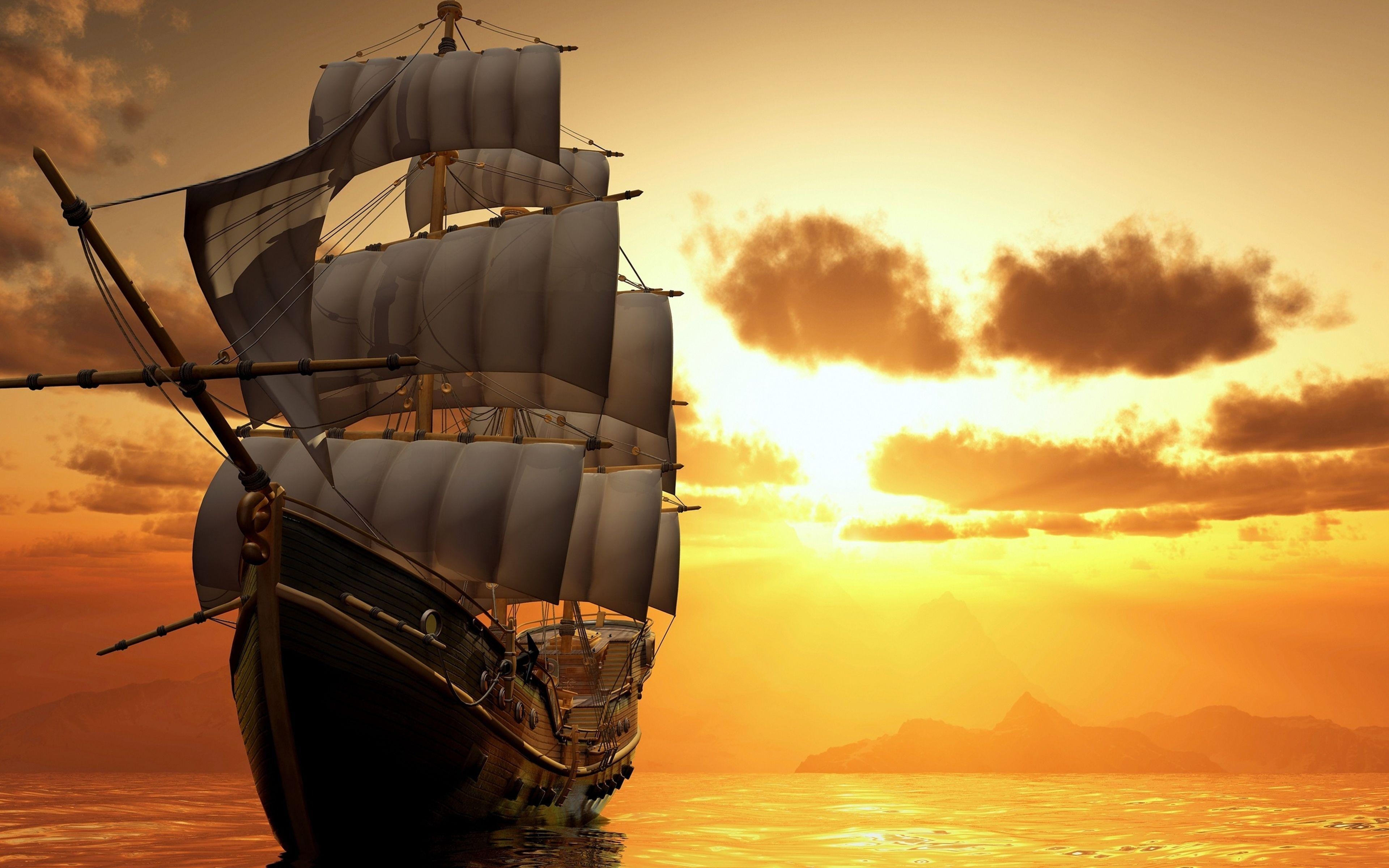 3840x2400 HD Sailing Ship Wallpaper, Background, Image. Design, Desktop