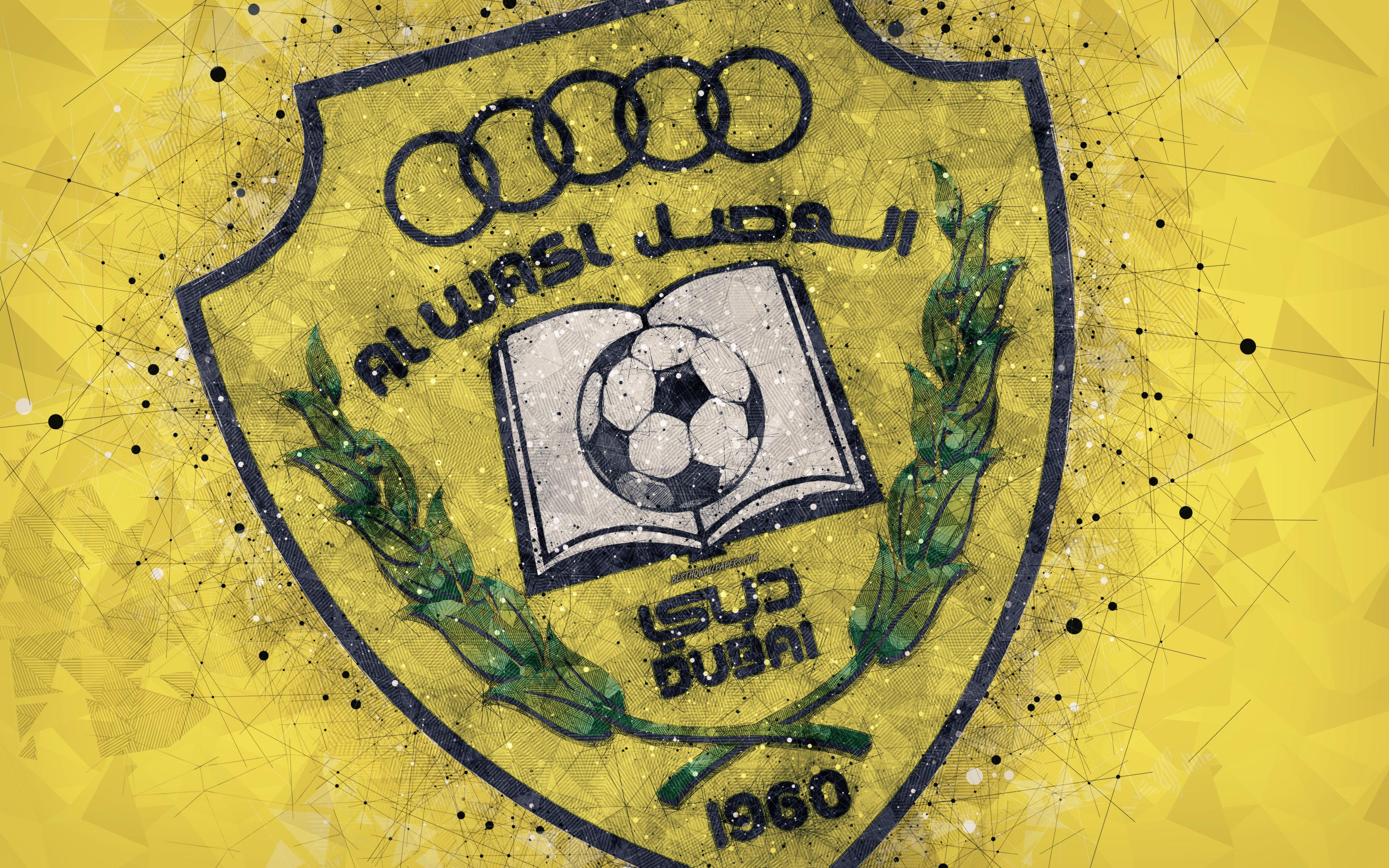 3840x2400 Download Wallpaper Al Wasl FC, 4k, Geometric Art, Logo, Emirate, Desktop