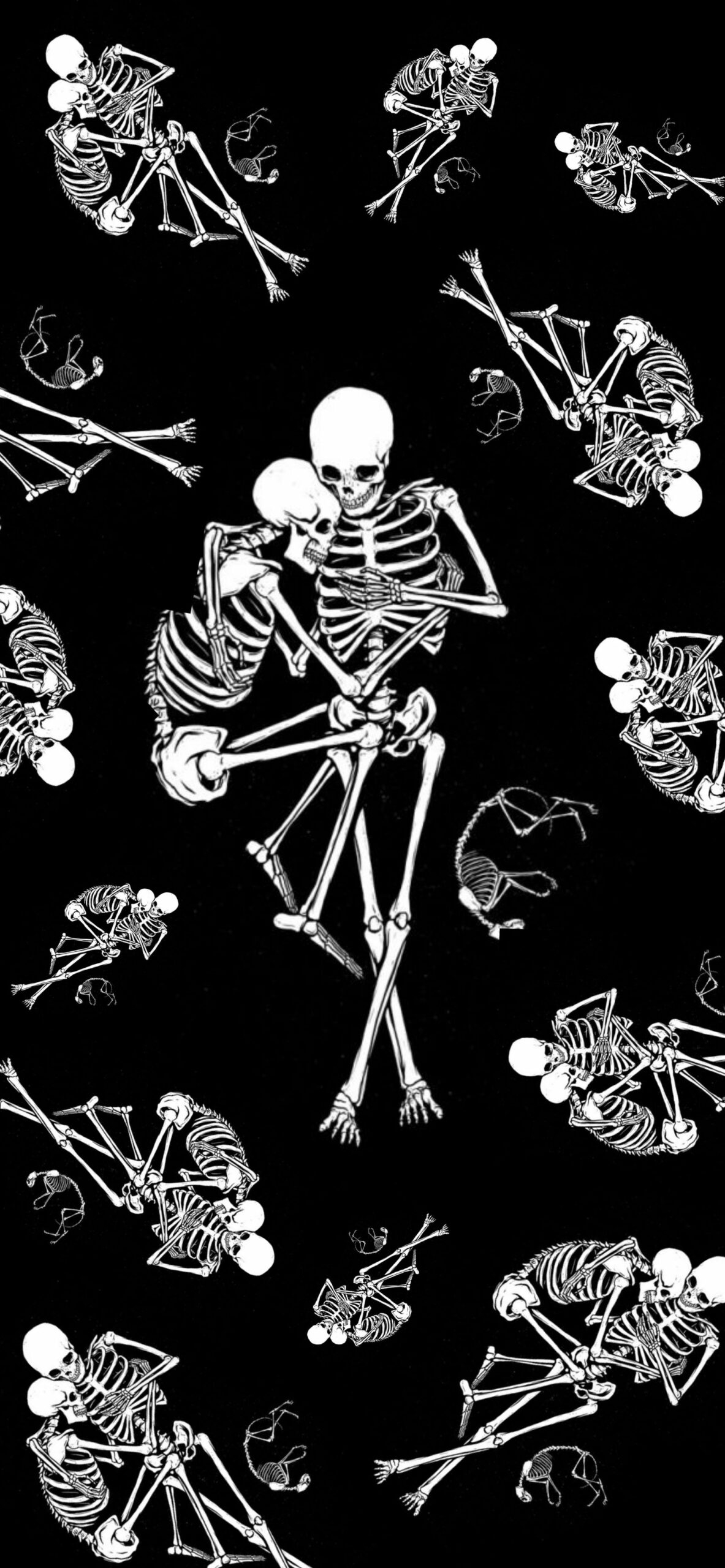 1190x2560 Skeletons Family Black Wallpaper Wallpaper for iPhone, Phone