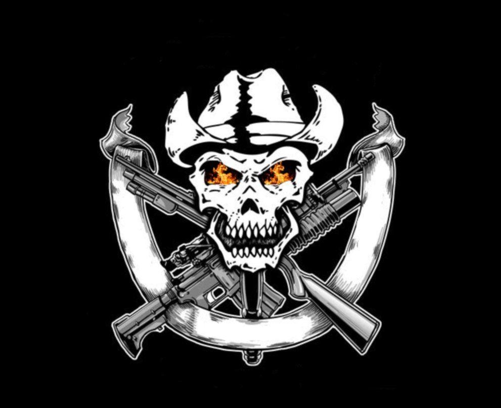 1000x810 skull with guns, Desktop