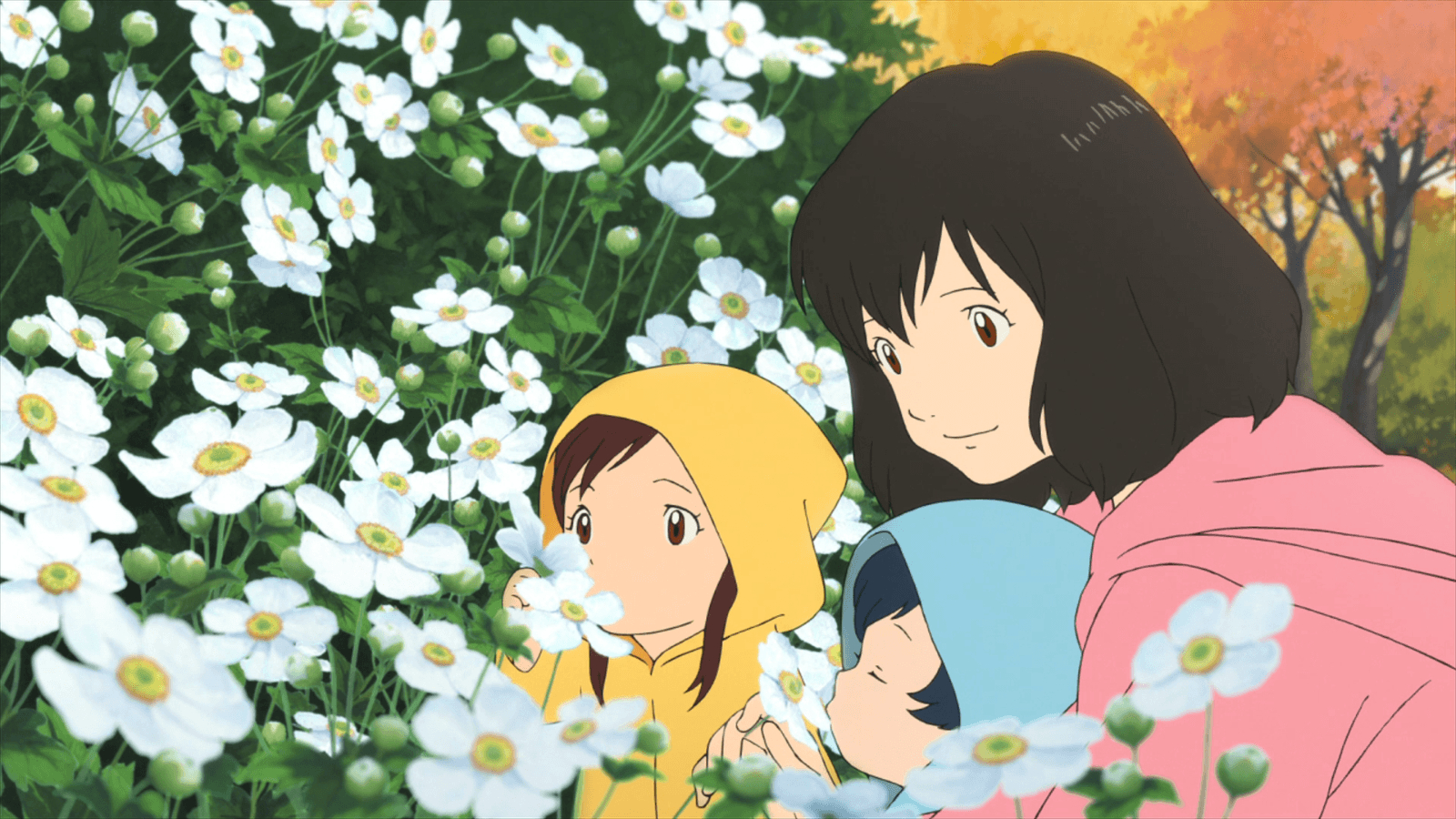 1600x900 Ame, Yuki, flower and their mum (Wolf Children) Wallpaper, Desktop