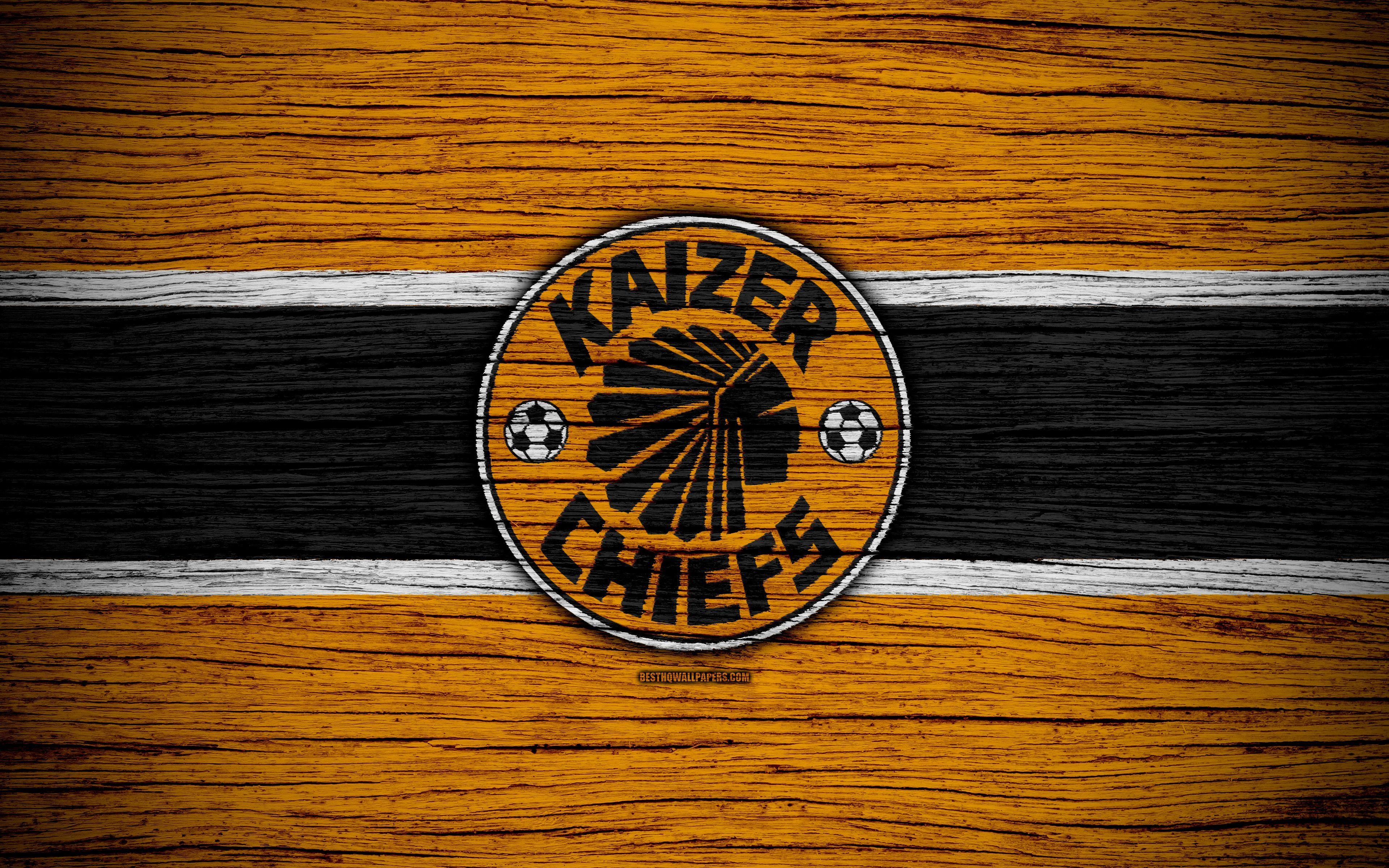 3840x2400 Download wallpaper FC Kaizer Chiefs, 4k, wooden texture, South, Desktop