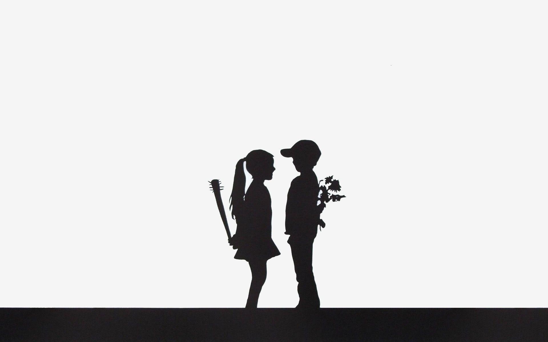 1920x1200 Wallpaper, illustration, flowers, silhouette, brand, boy, Desktop