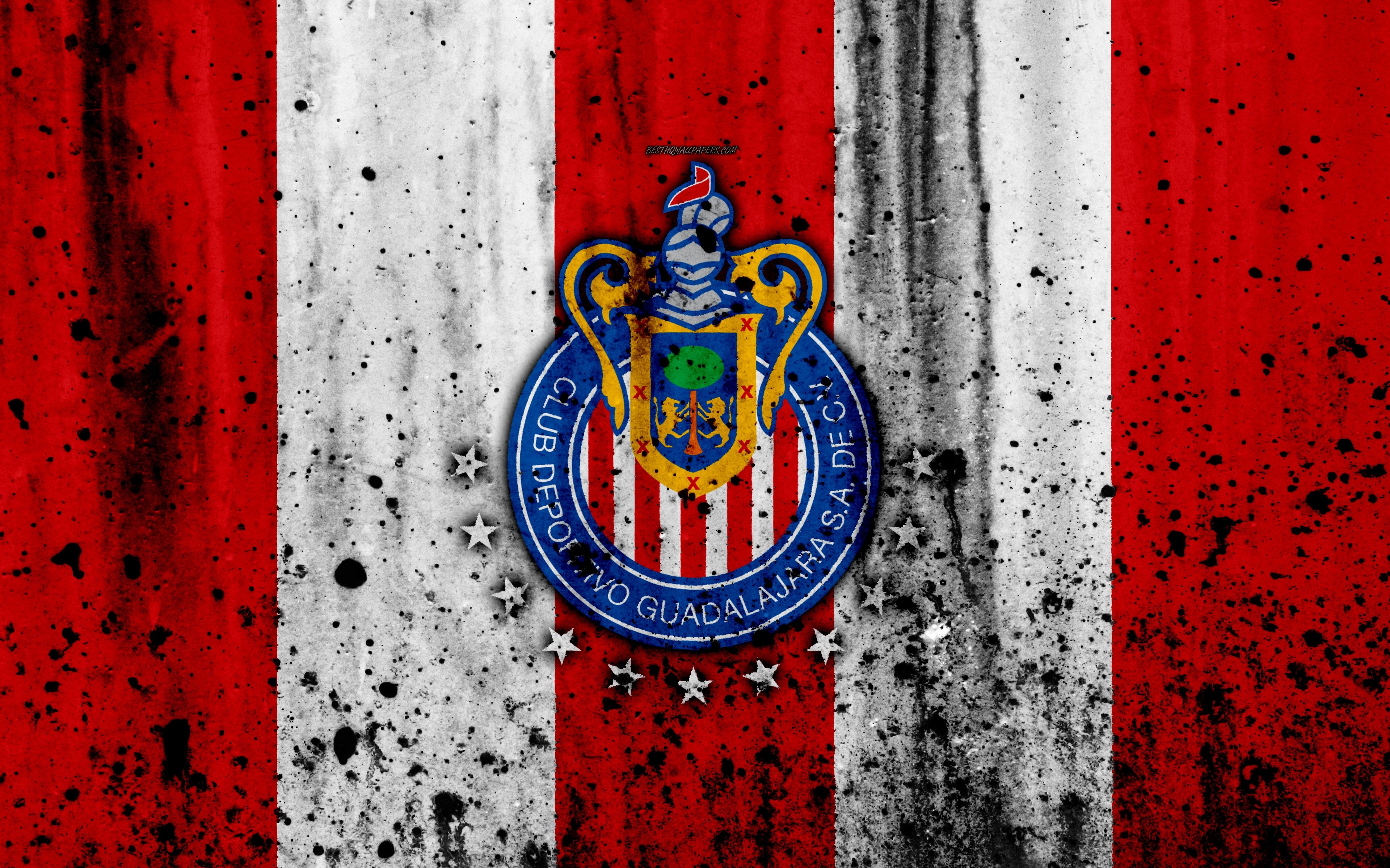 3840x2400 Download wallpaper 4k, FC Guadalajara Chivas, grunge, Liga MX, Desktop