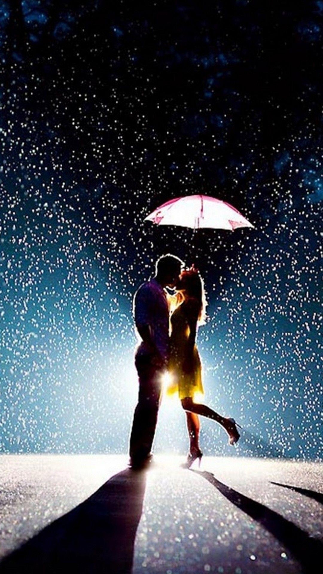 1080x1920 Romantic Love Couple in Rain iPhone wallpaper 3D, Phone