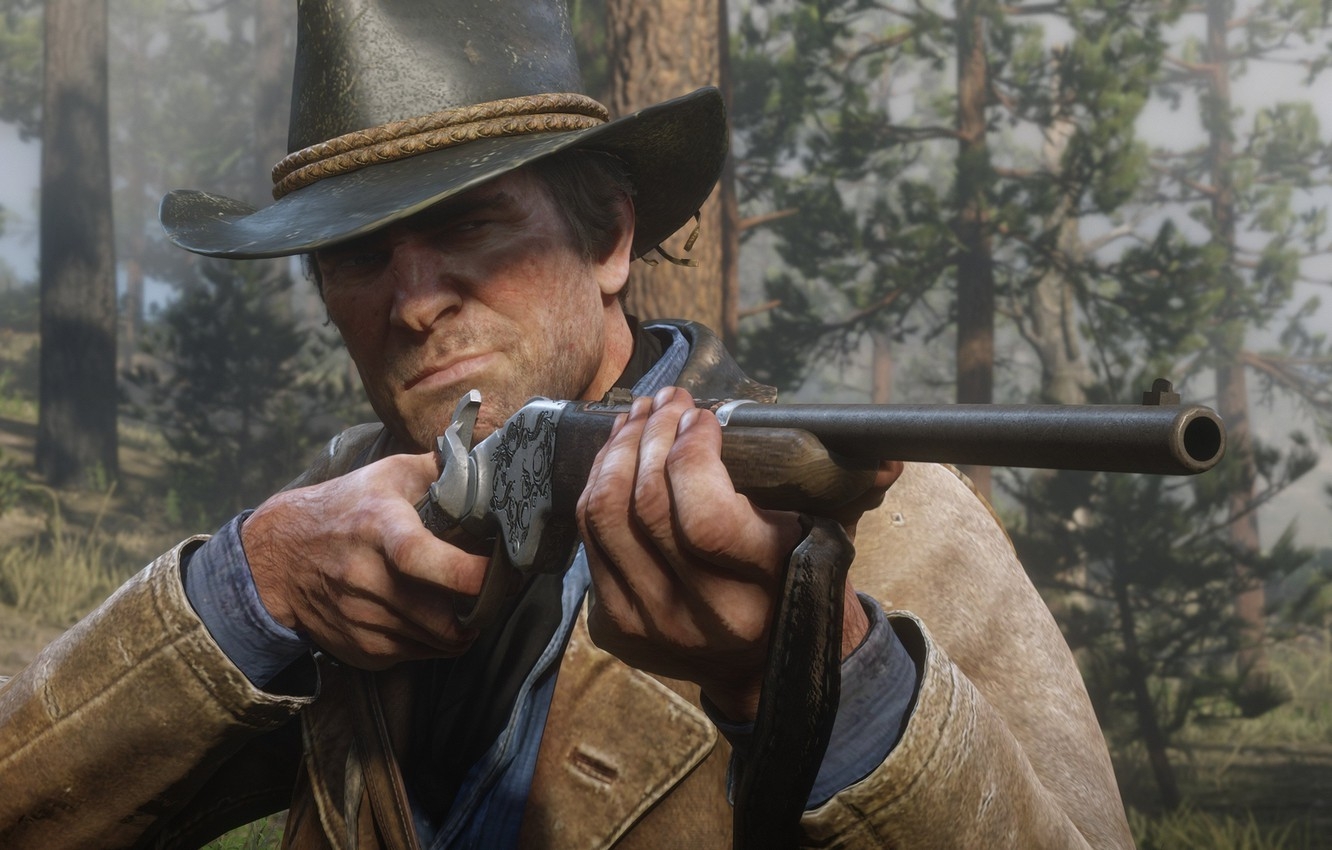 1340x850 Wallpaper hat, hunting, weapons, Rockstar, Bandit, Red Dead Redemption Arthur Morgan image for desktop, section игры, Desktop