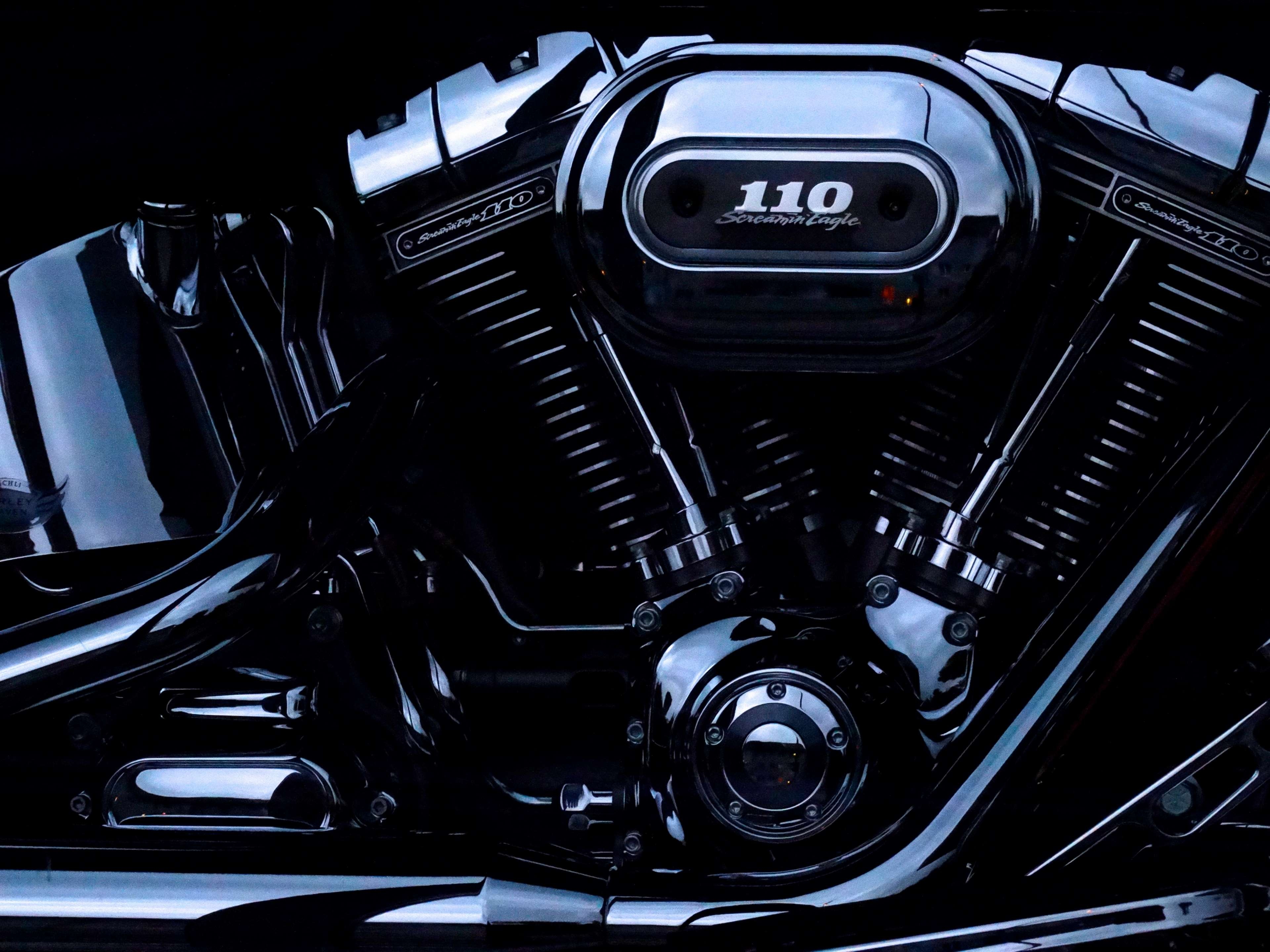 3840x2880 black, chrome, harley davidson, metal, motor, motorcycle engine, motorcycles, shiny 4k wallpaper, Desktop