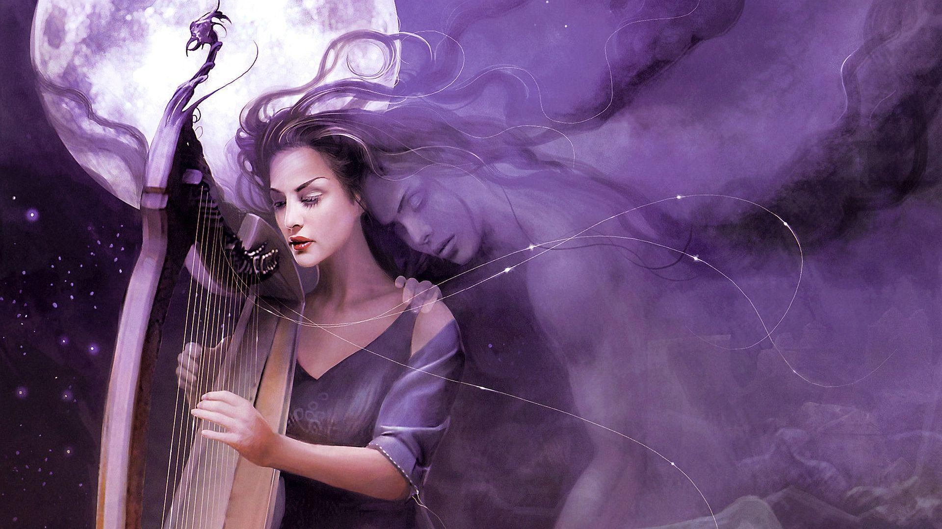 1920x1080 Princess playing the harp HD desktop wallpaper, Widescreen, High, Desktop