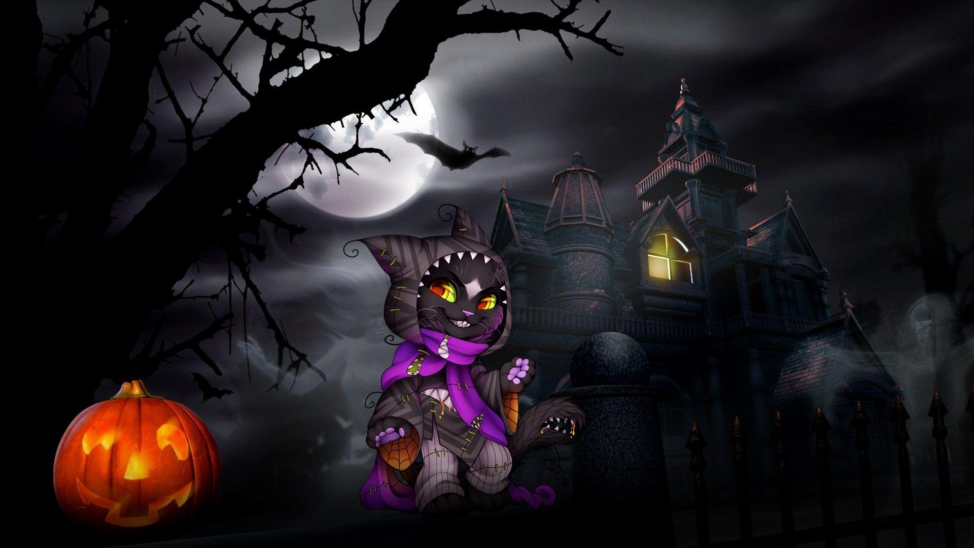 1920x1080 Halloween Black Cat Wallpaper HD 34680, Desktop