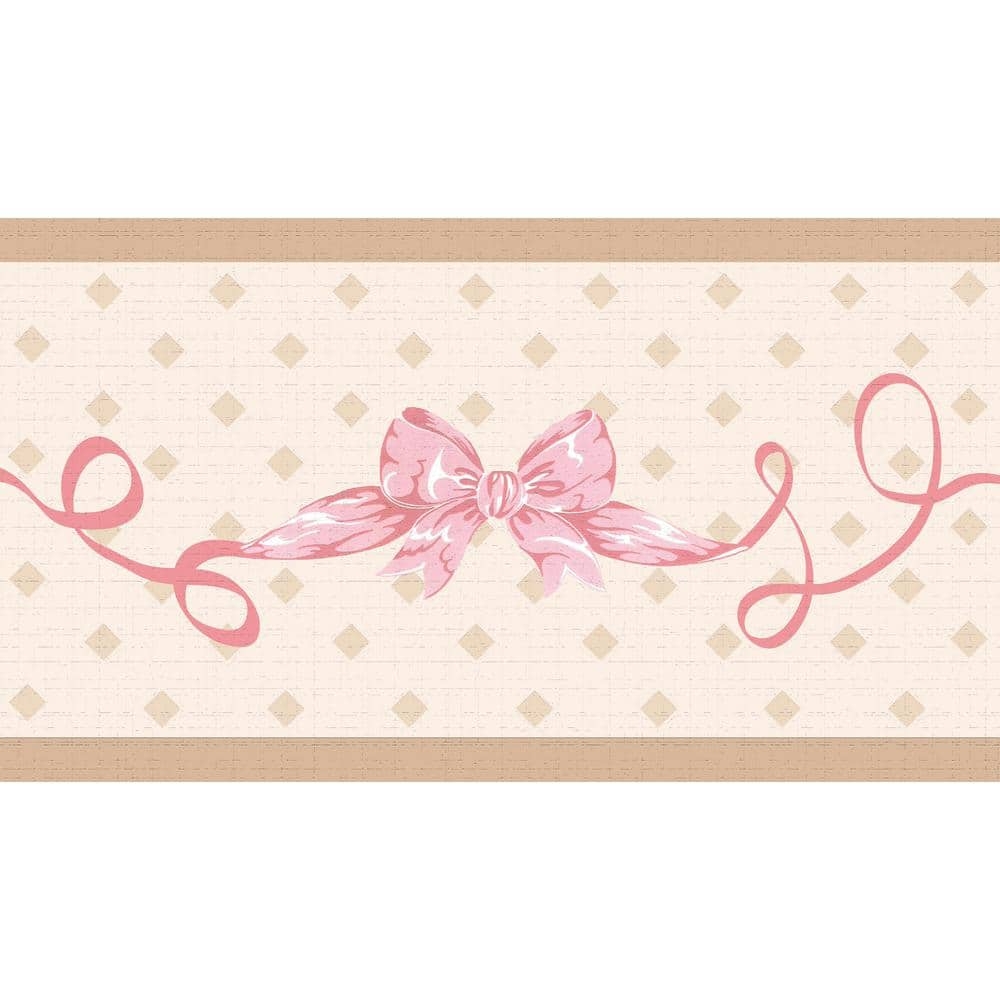 1000x1000 Dundee Deco Falkirk Dandy Pink Bow Tie, Ribbons Kids Peel and Stick Wallpaper Border DDHDBD9036 Home Depot, Phone