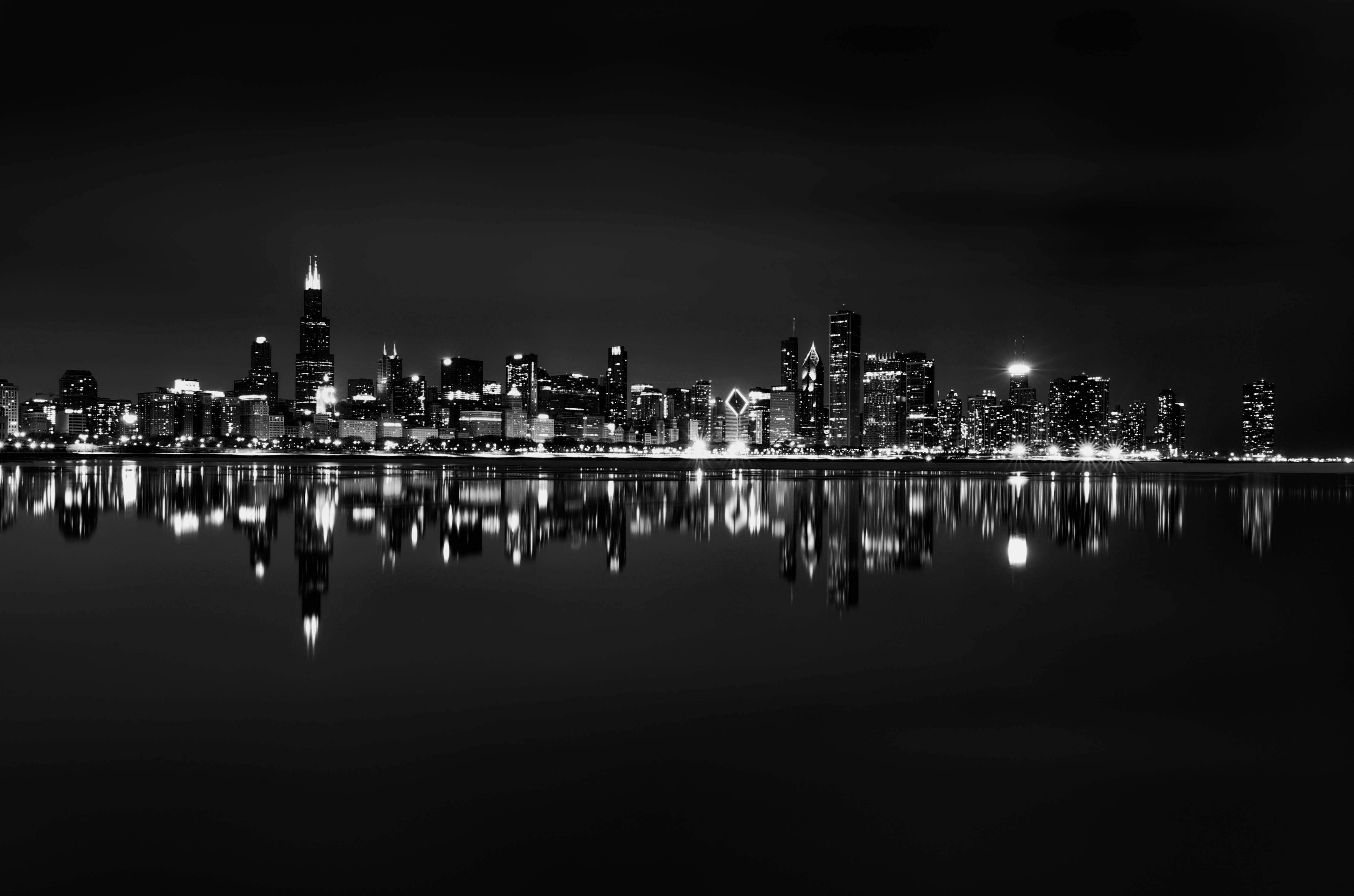 4790x3180 chicago skyline black and white wallpaper, Desktop