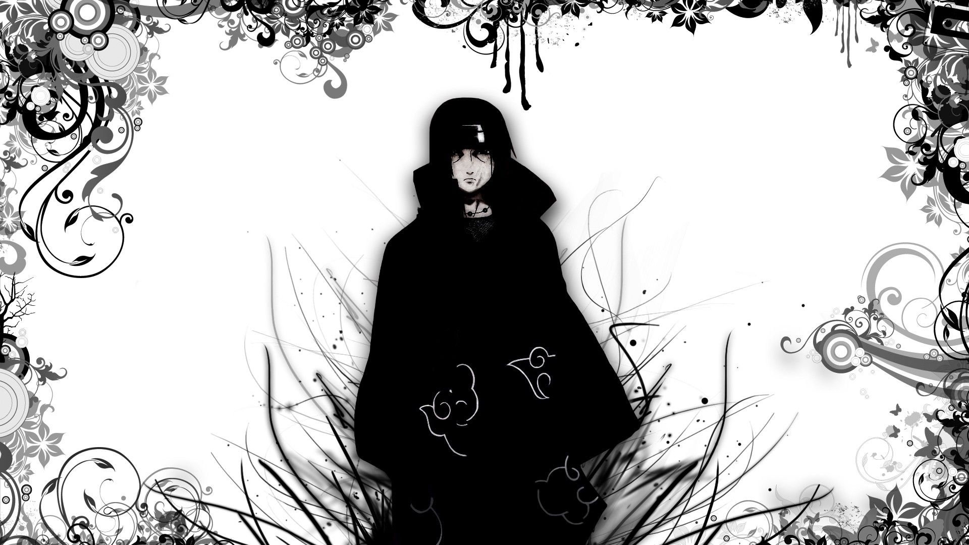 1920x1080 Download  Uchiha Sasuke, Naruto, Black And White, Akatsuki Wallpaper for Widescreen, Desktop