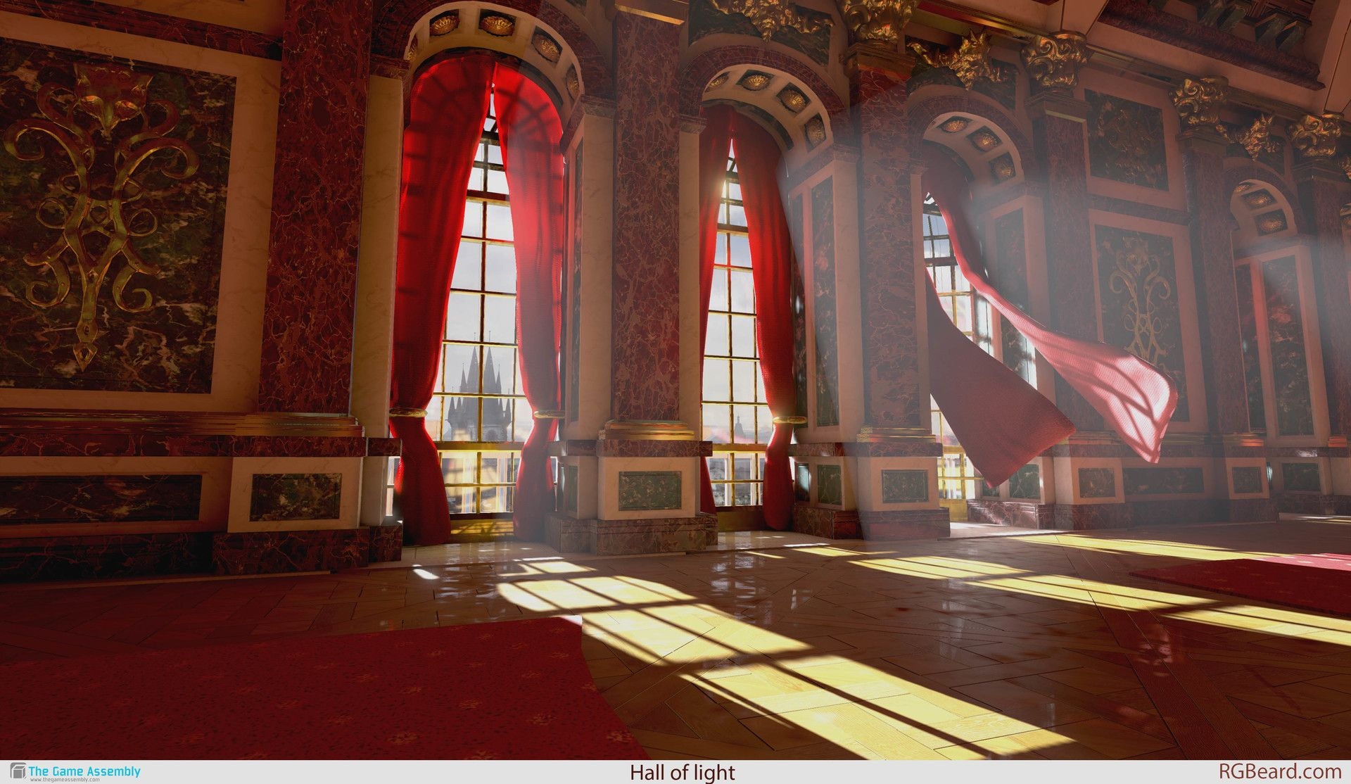 1920x1120 Hall of light, Alexander Samuelsson. Fantasy castle, Fantasy landscape, Anime scenery, Desktop