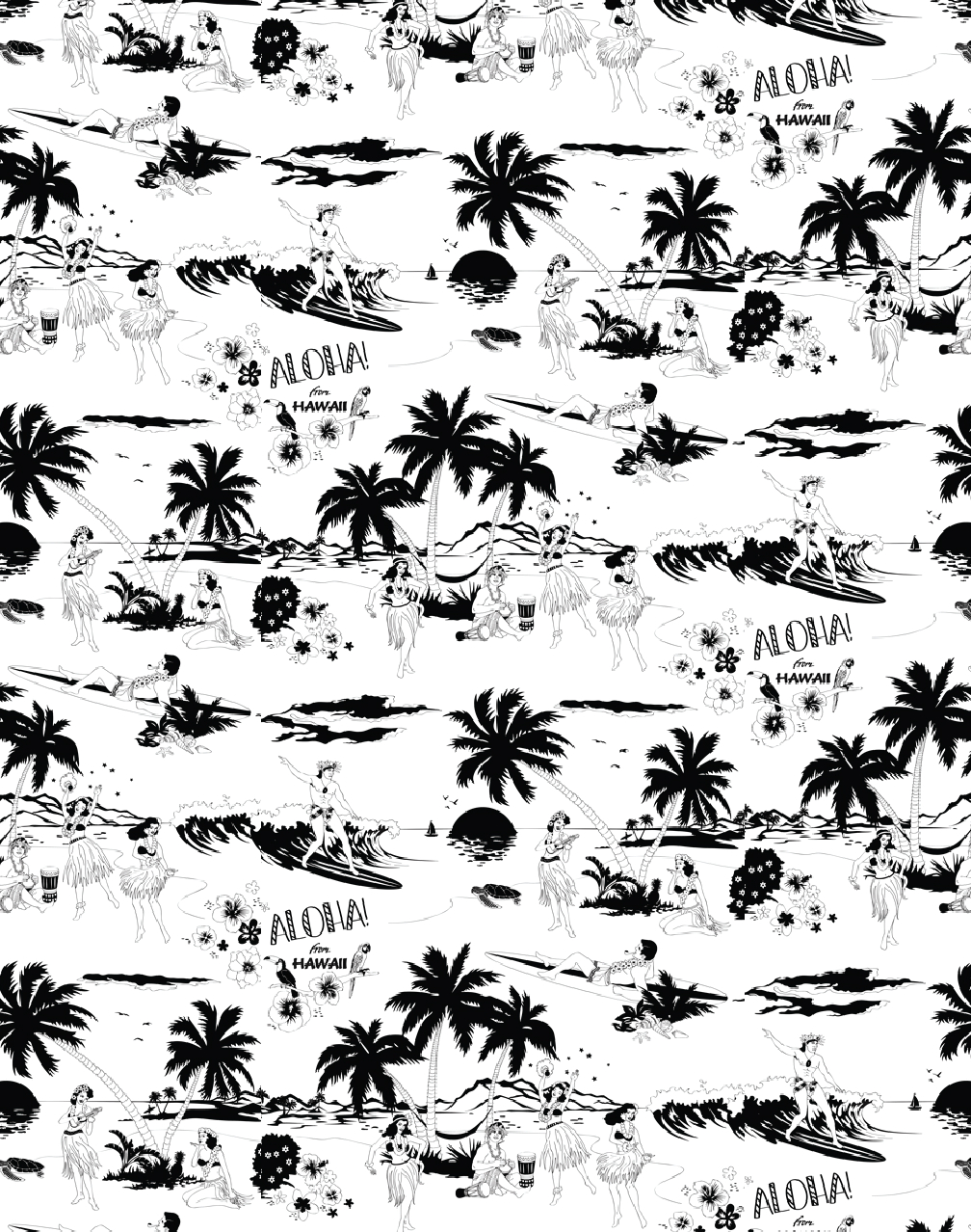 1010x1280 Aloha! Wallpaper Black & White, Phone