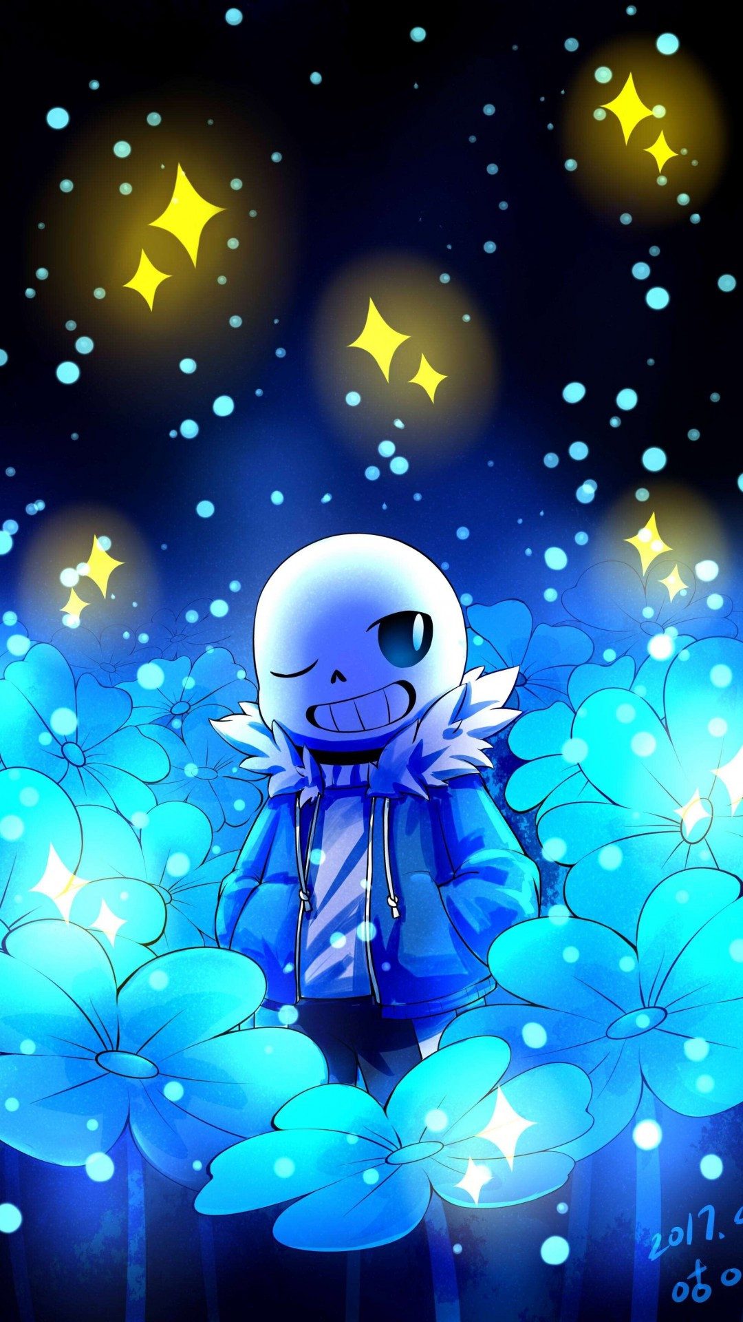 1080x1920 Download  Sans, Undertale, Wink, Stars, Smiling Wallpaper for iPhone iPhone 7 Plus, iPhone 6+, Sony Xperia Z, HTC One, Phone