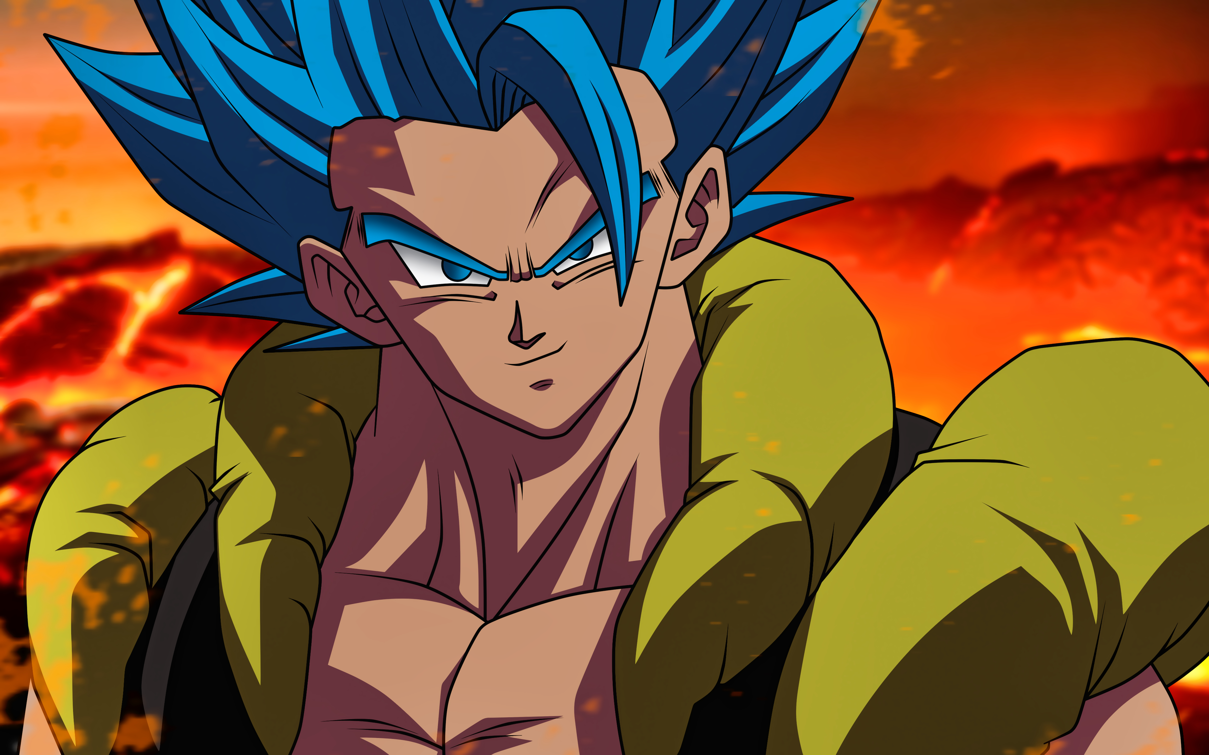 3840x2400 Download wallpaper Gogeta Super Saiyan Blue, 4k, DBS, artwork, Dragon Ball Super, Dragon Ball Z, DBZ for desktop with resolution. High Quality HD picture wallpaper, Desktop