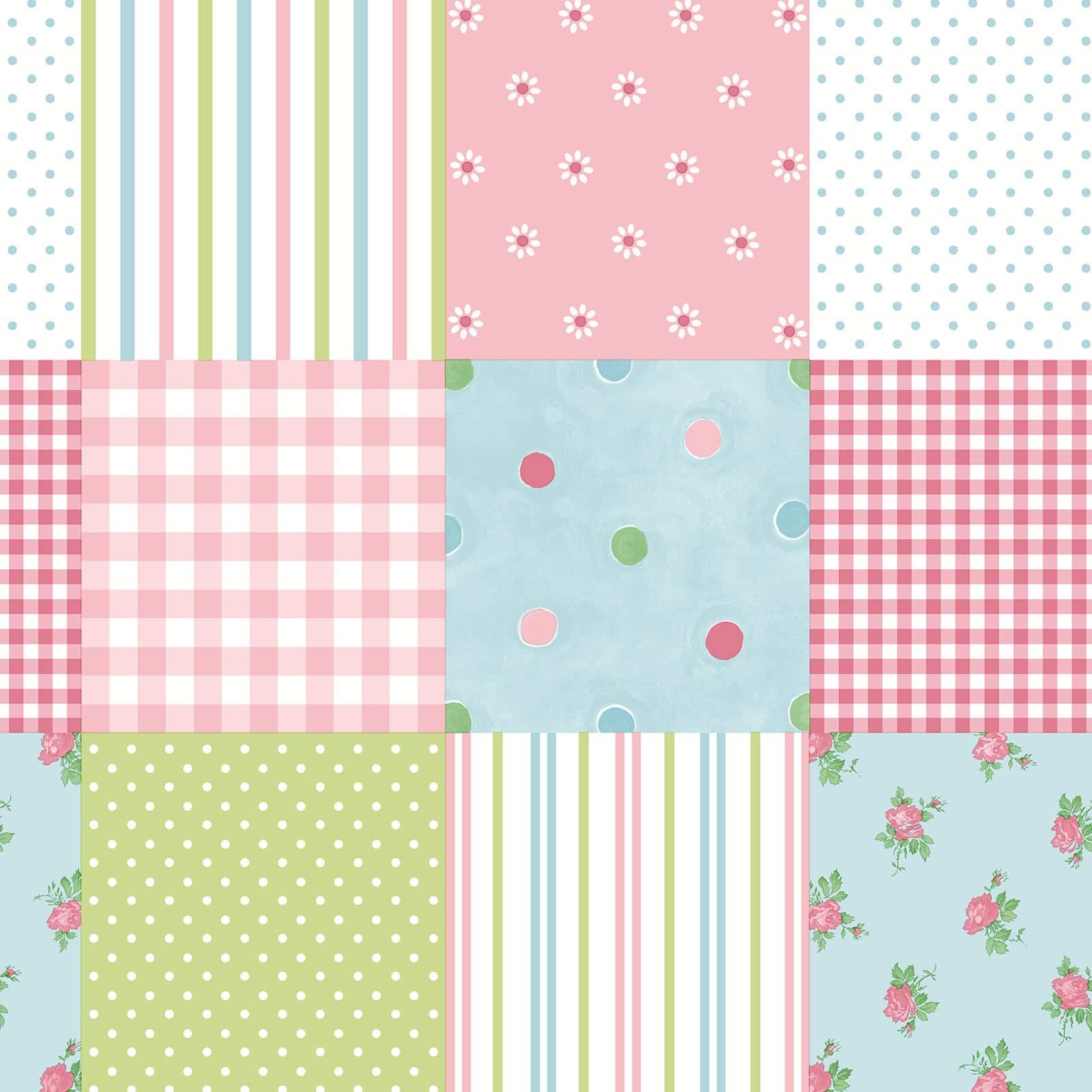 1600x1600 Brewster Patchwork Pink Patchwork Wallpaper, Phone