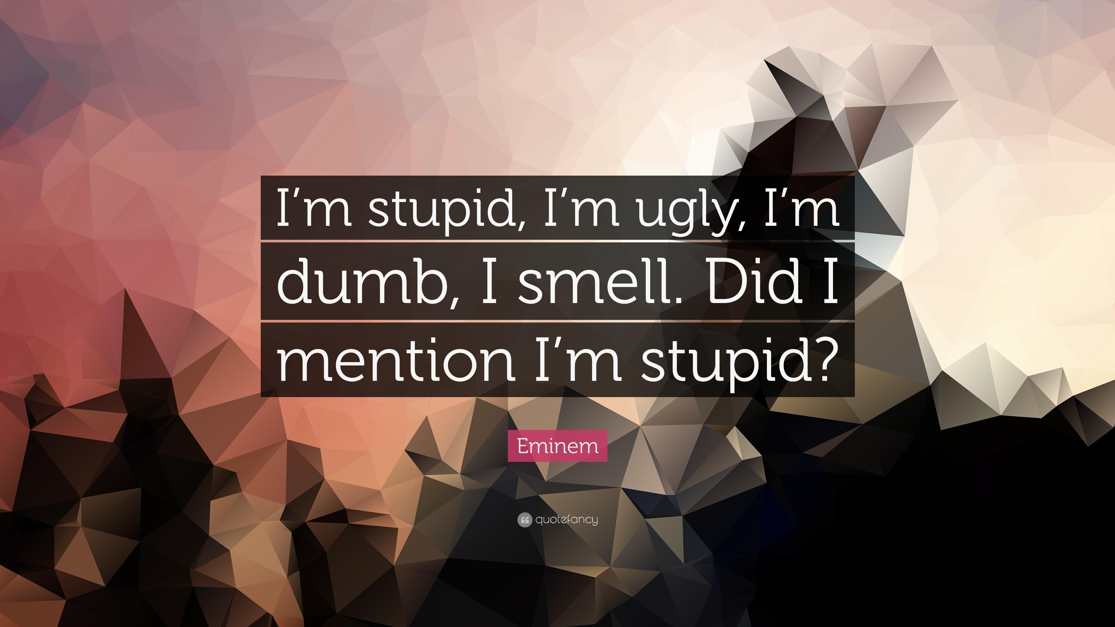 3840x2160 Eminem Quote: “I'm stupid, I'm ugly, I'm dumb, I smell. Did, Desktop