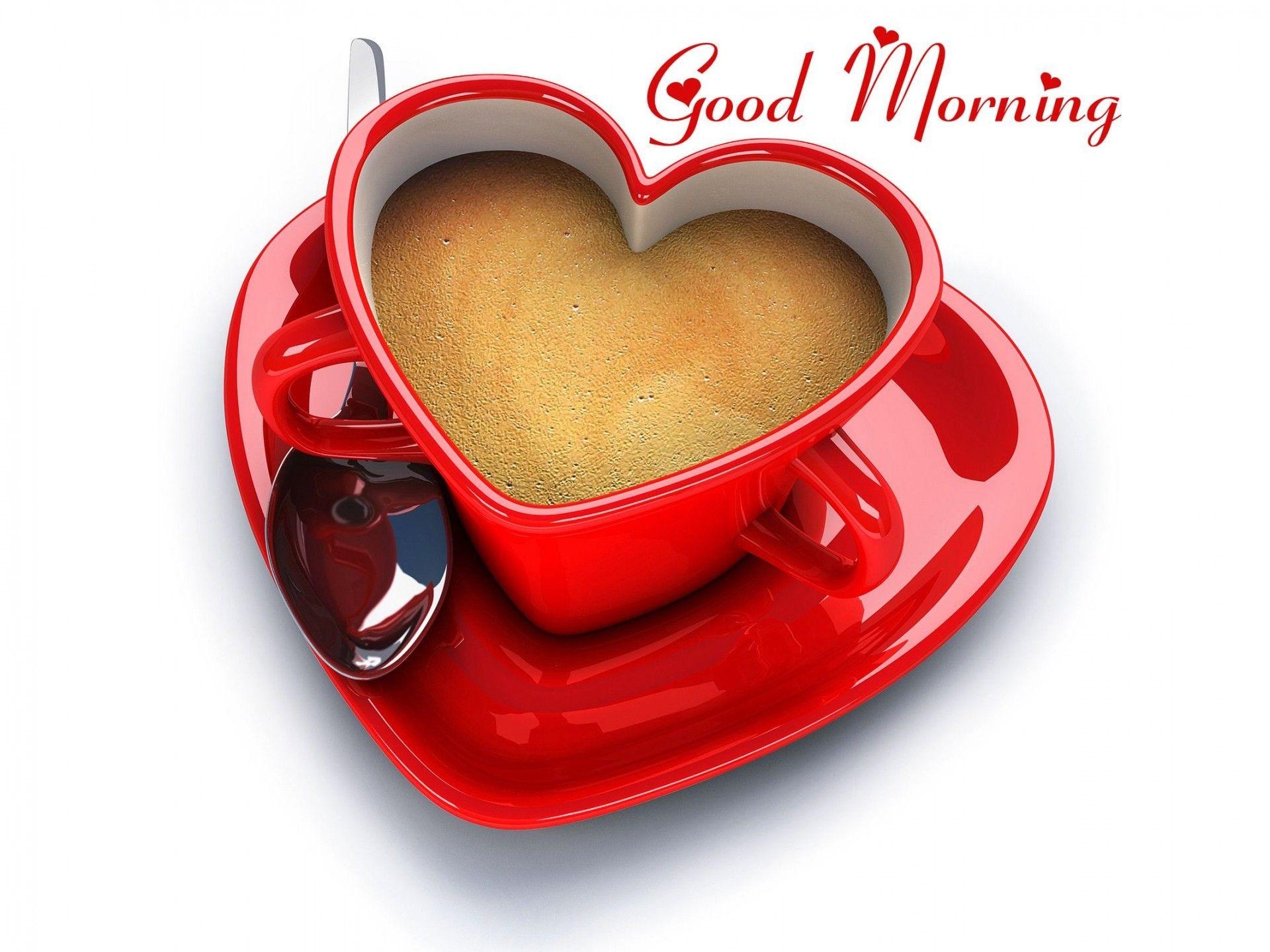 1920x1440 Love Red Heart Shape Coffee Cup Good Morning Wallpaper, Desktop