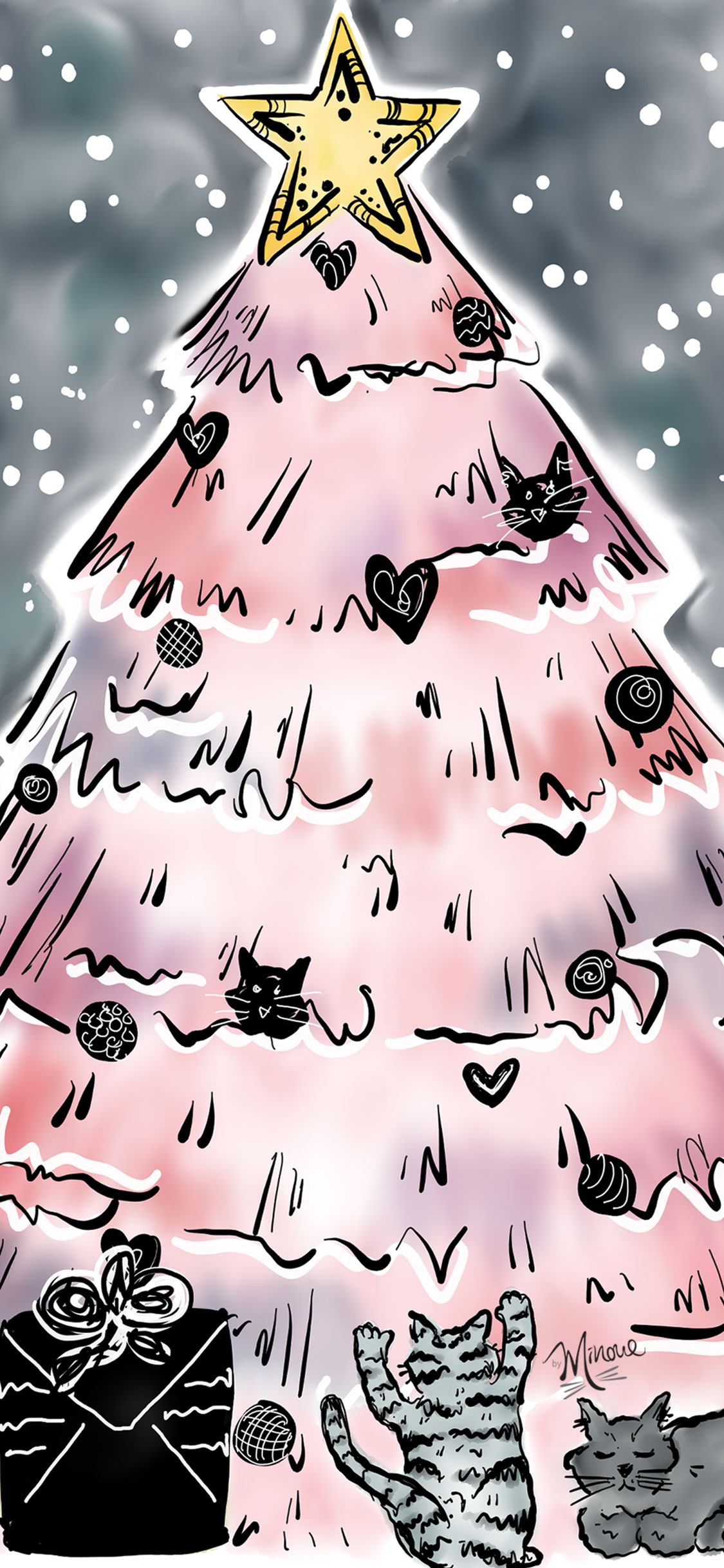 1130x2440 Pink Christmas Tree Wallpaper iPhone, Phone