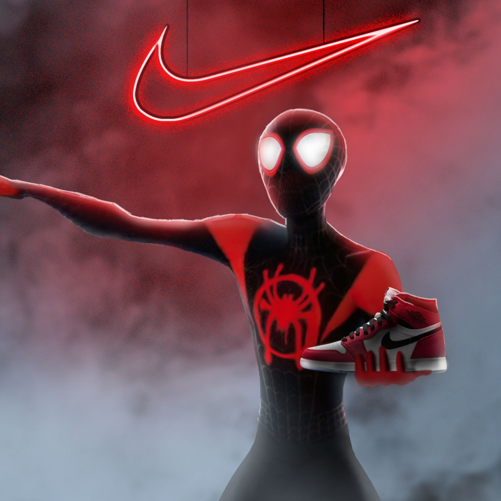 2050x2050 Spiderman Miles Morales Nike Air Jordan iPad Air HD 4k, Phone