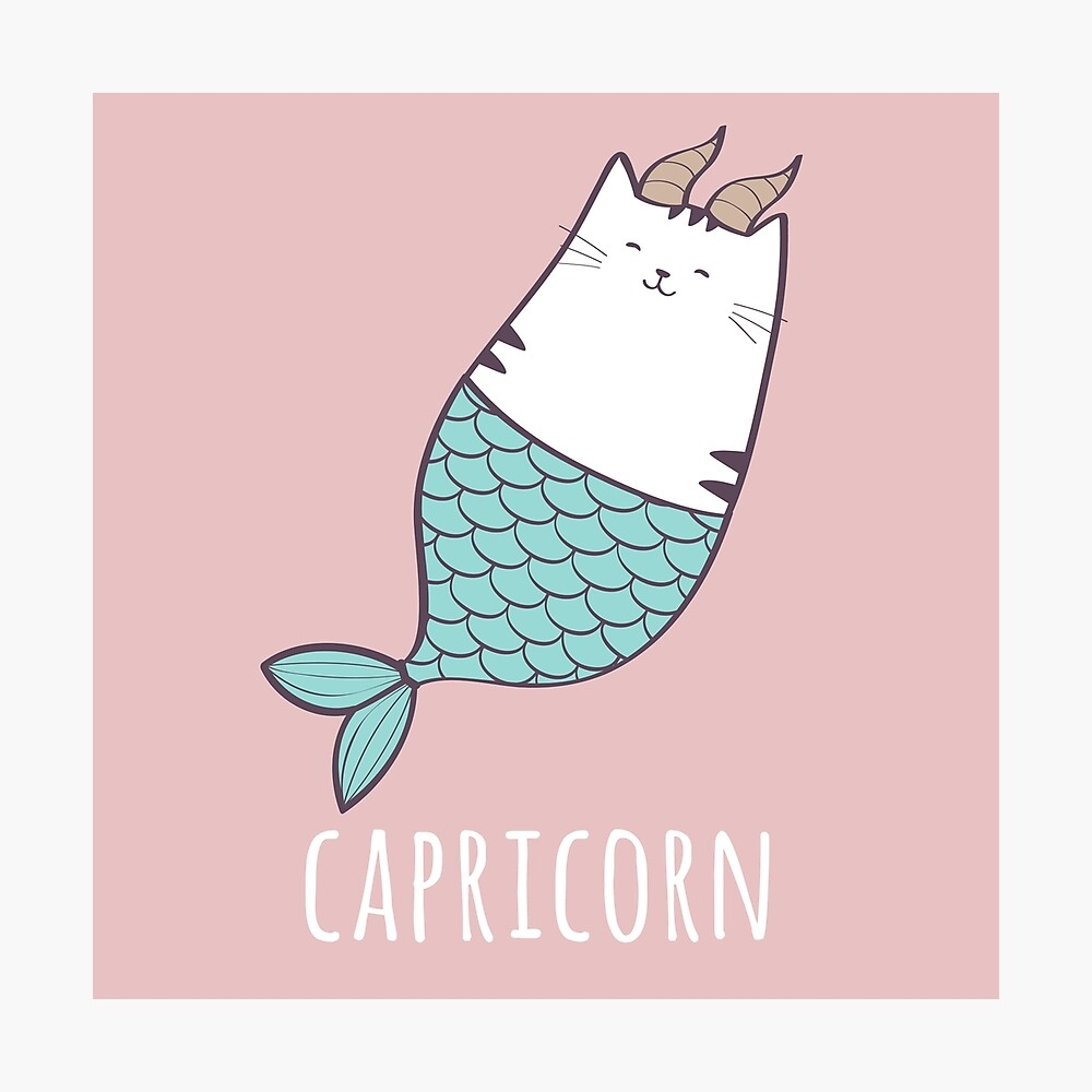 1000x1000 Capricorn Star Sign Feline design Cute, Funny Kitty Zodiac Cat Poster, Phone