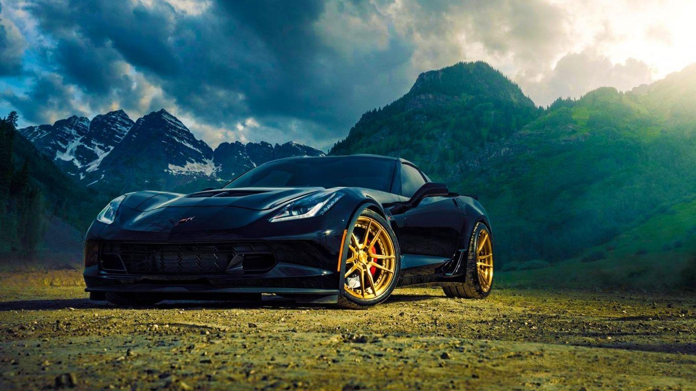 1370x770 HD Background Chevrolet Corvette Z06 Back Mountain Front View, Desktop