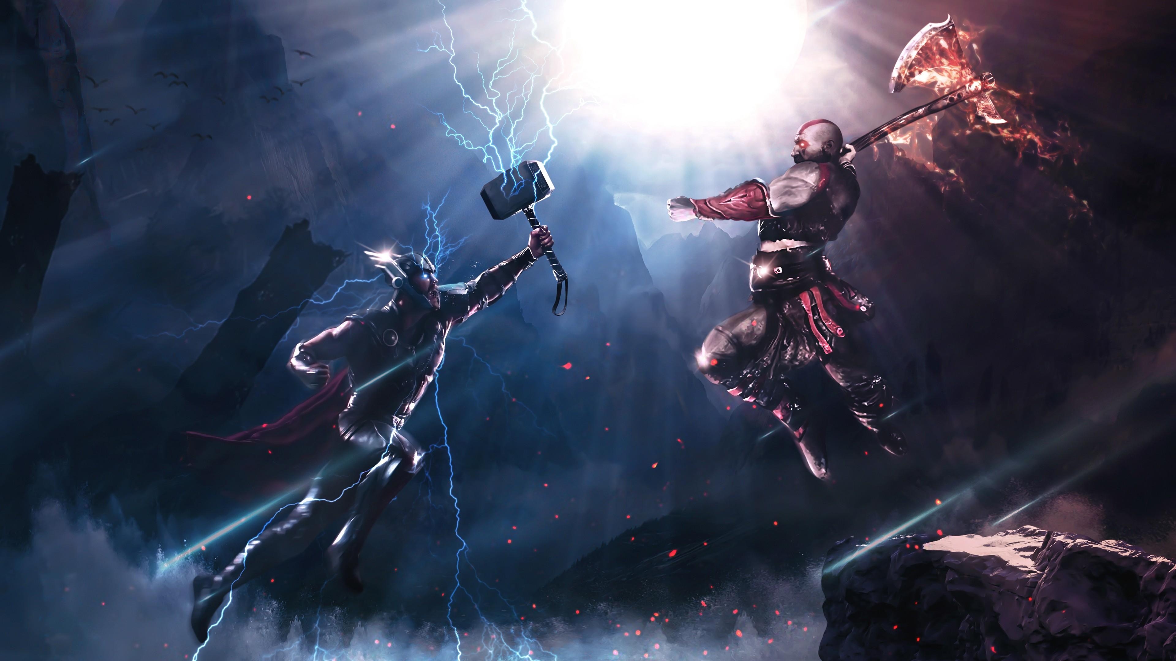 3840x2160 Thor VS Kratos 4k Ultra HD Wallpaper, Desktop