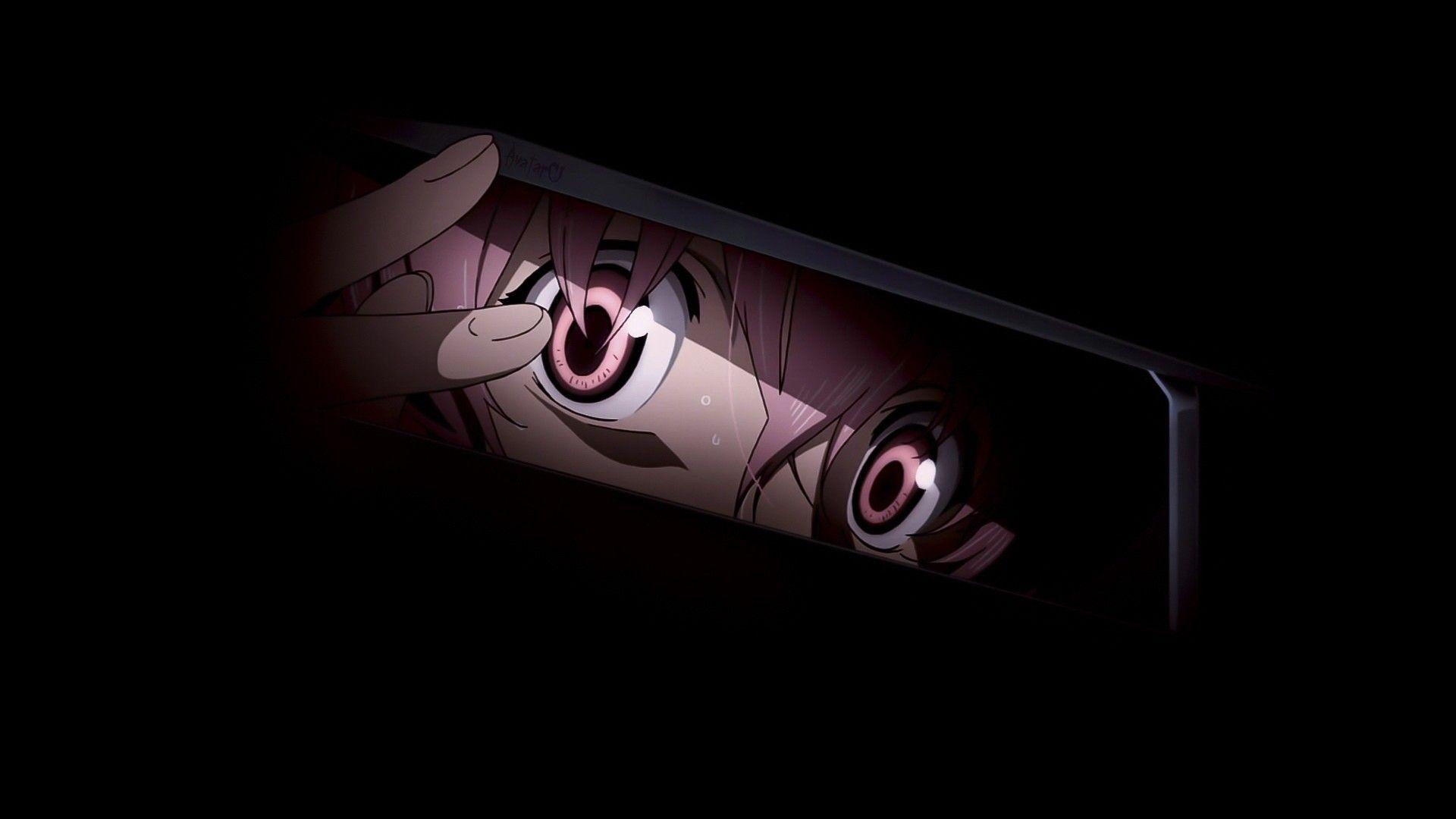 1920x1080 Eyes dark pink hair anime pink eyes simple background black background Mirai Nikki Gasai Yuno wallpaperx1080, Desktop