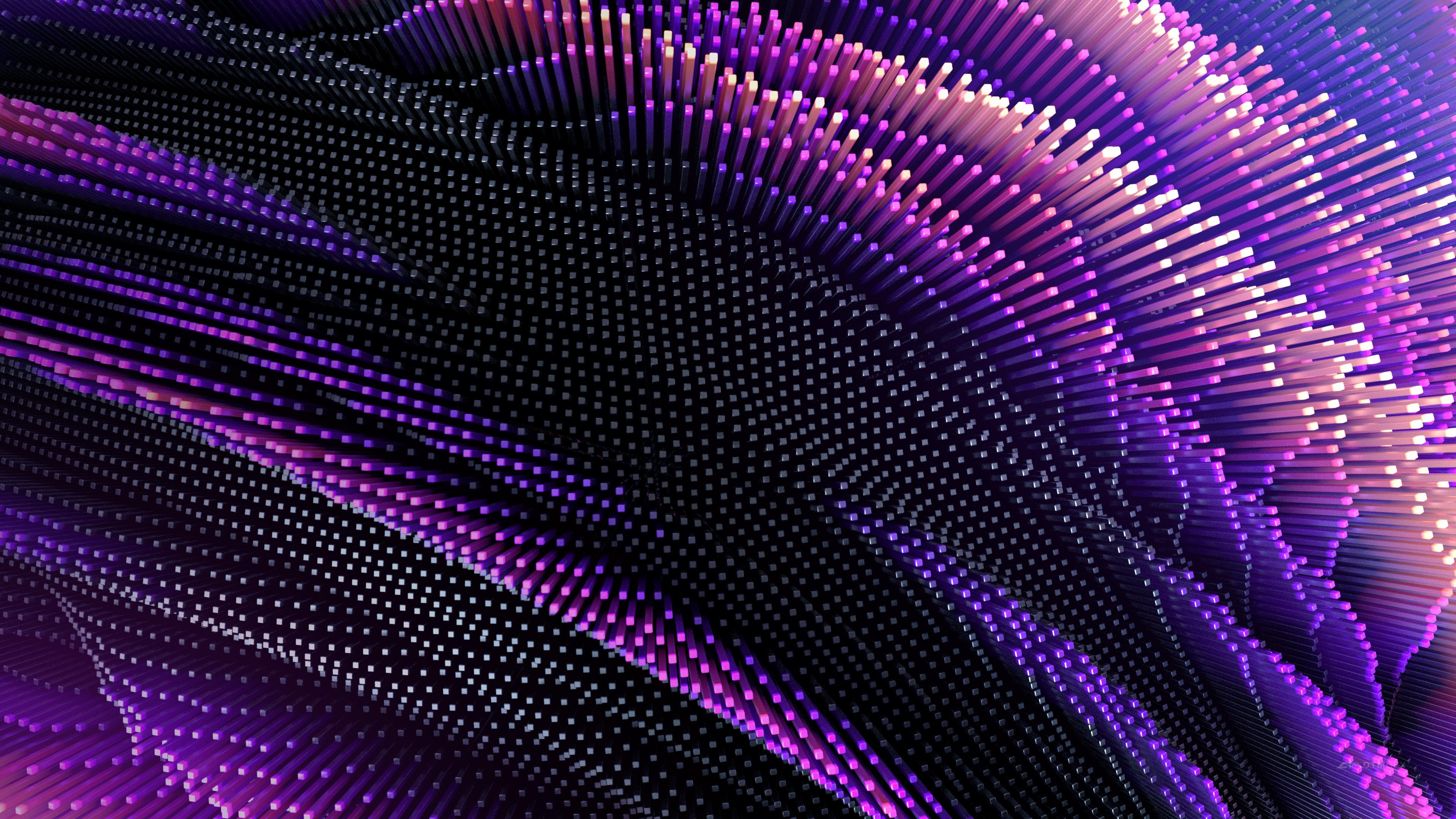 3840x2160 Wallpaper Neon, Abstract, Waves, Purple, 4K, Abstract, Desktop