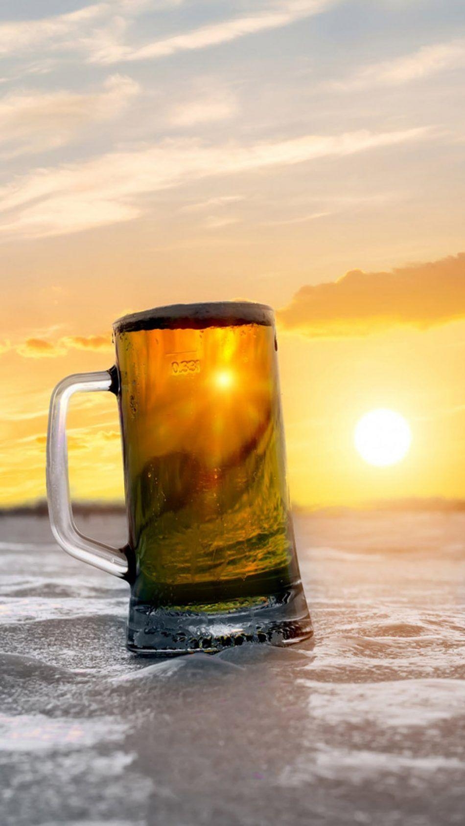 950x1690 Download Beer Mug Beach Sunset Free Pure 4K Ultra HD Mobile, Phone