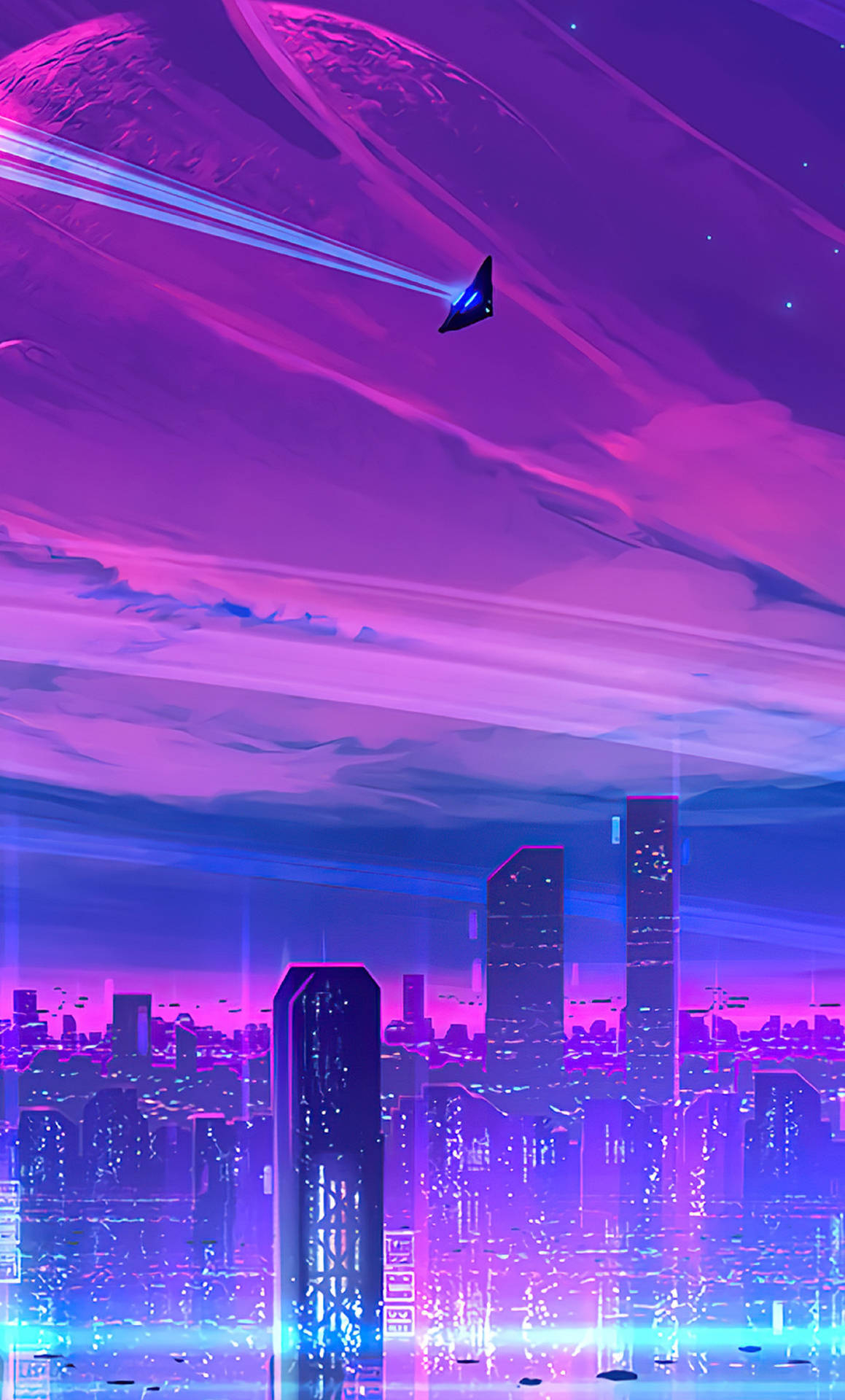 1160x1920 Download 4K Neon iPhone Jet In Neon City Wallpaper, Phone