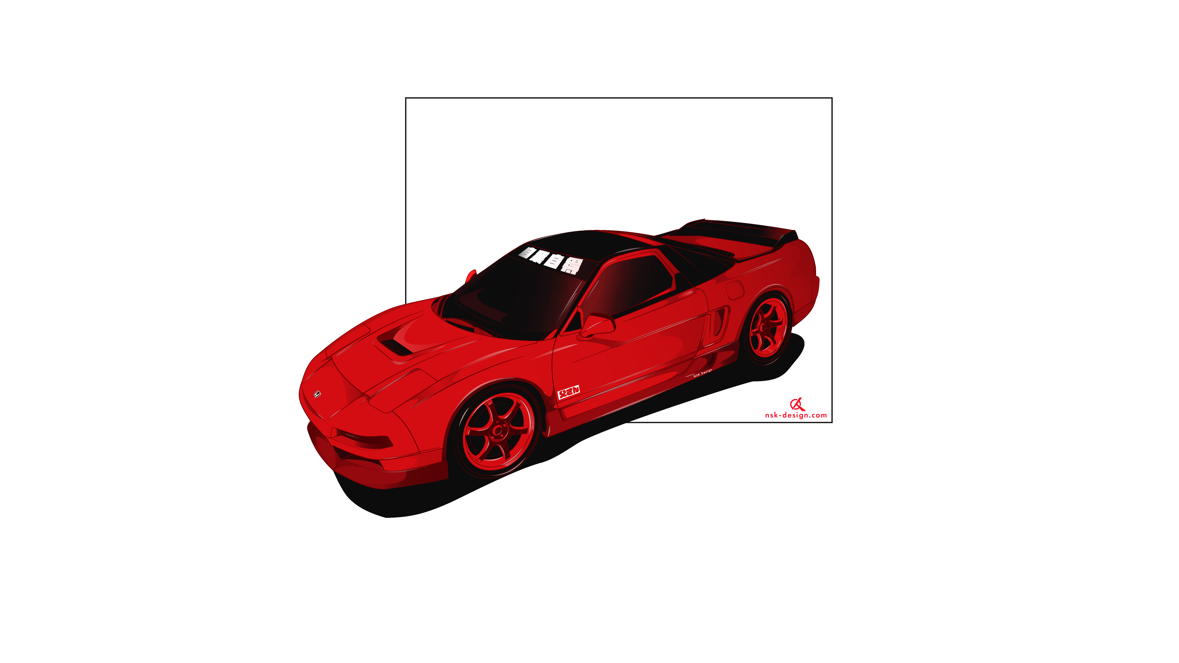 3840x2160 Wallpaper, nsx, Honda NSX, JDM, Japanese cars, vector, digital art, minimalism, car illustration, Acura NSX, Acura NSX GT Japan, Desktop