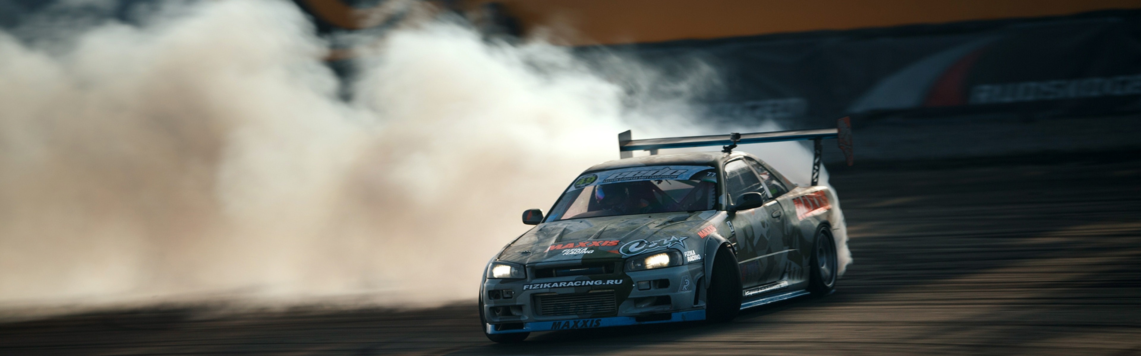 3840x1200 Wallpaper nissan, skyline, gtr, drift, r34, Dual Screen