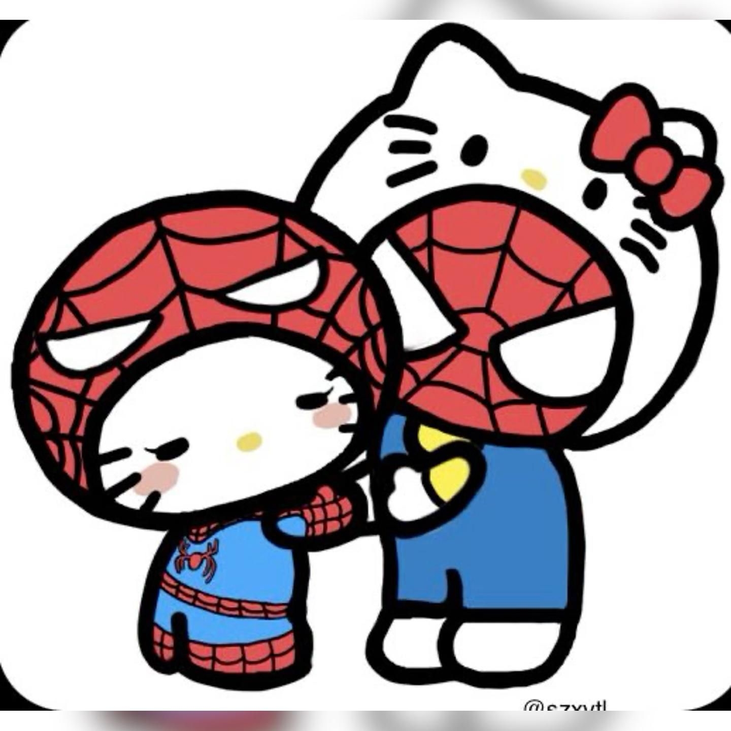 1440x1440 Hello Kitty and spider man wallpaper. Hello kitty wallpaper, Hello kitty drawing, Hello kitty art, Phone